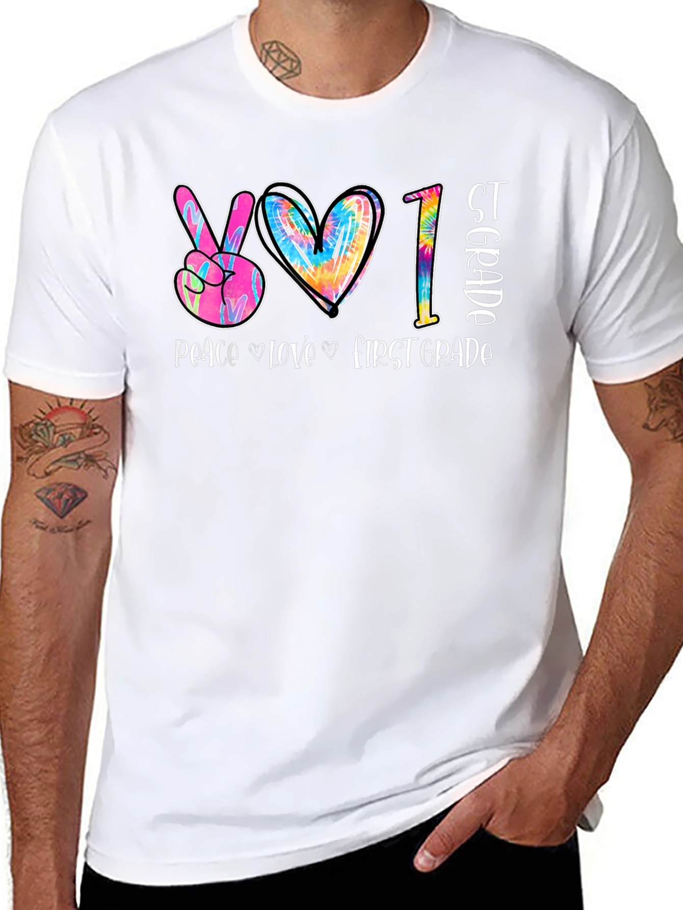 Peace Love First Grade Tie Dye T-Shirt
