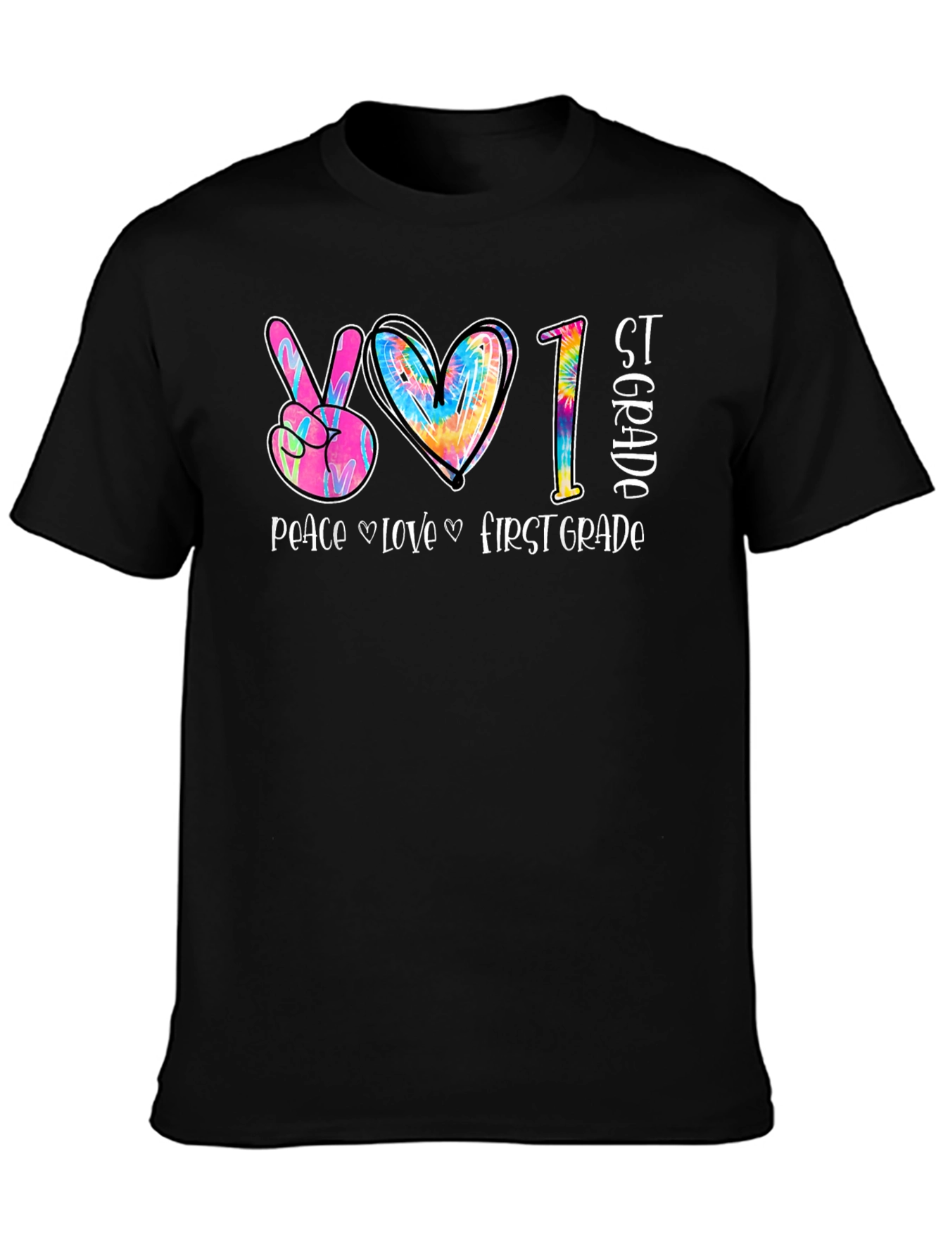 Peace Love First Grade Tie Dye T-Shirt