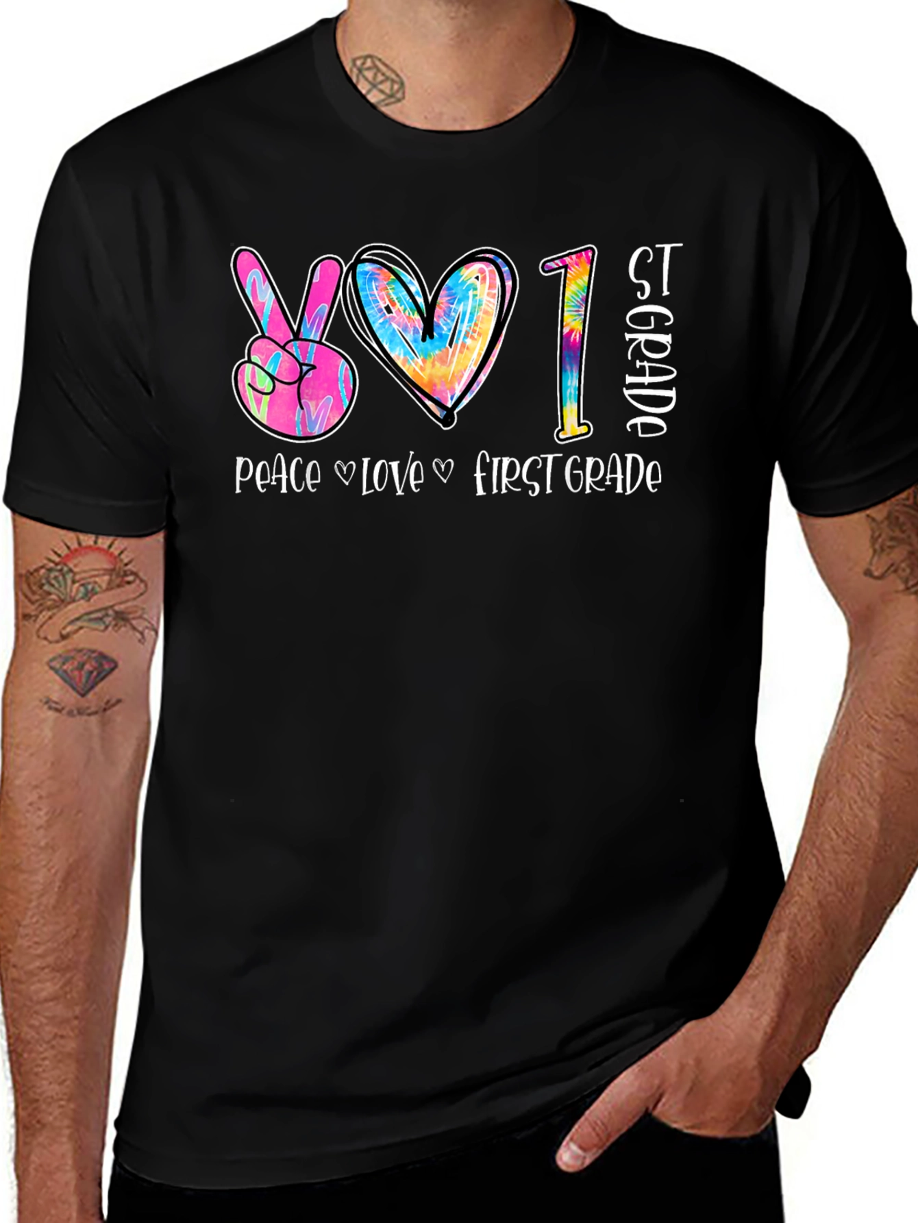 Peace Love First Grade Tie Dye T-Shirt