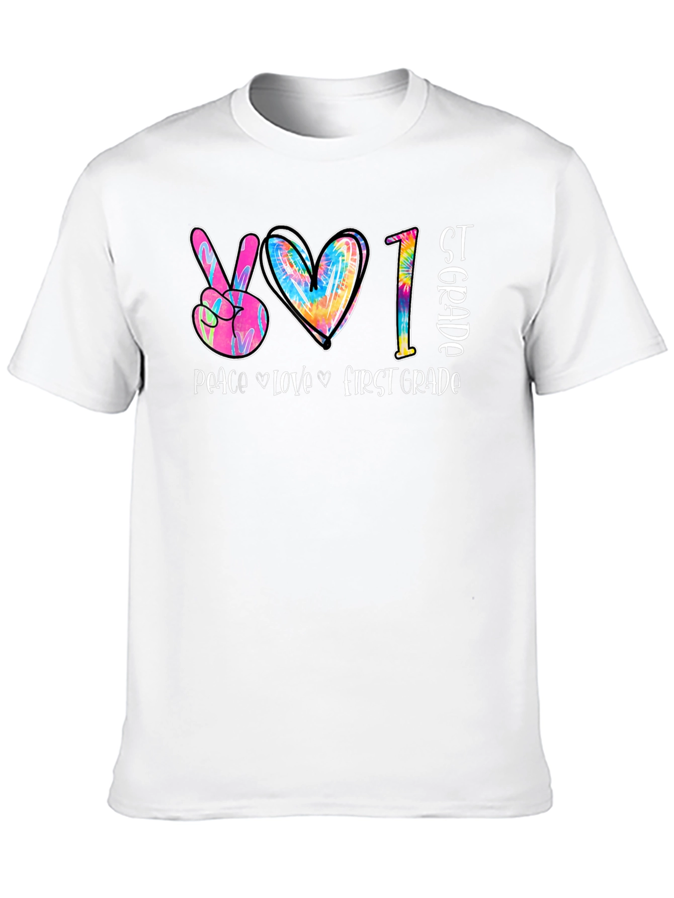 Peace Love First Grade Tie Dye T-Shirt