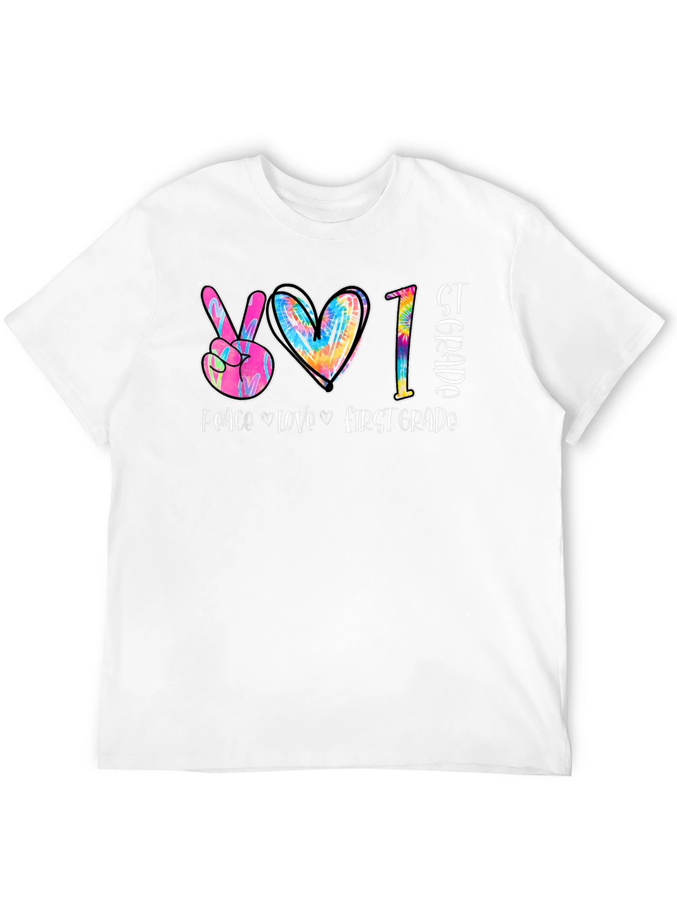 Peace Love First Grade Tie Dye T-Shirt
