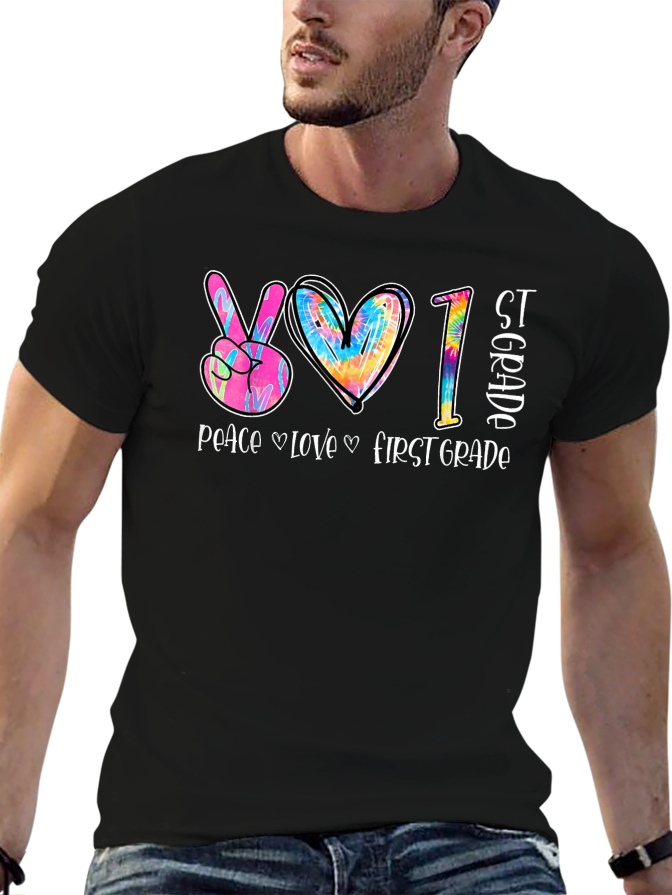 Peace Love First Grade Tie Dye T-Shirt