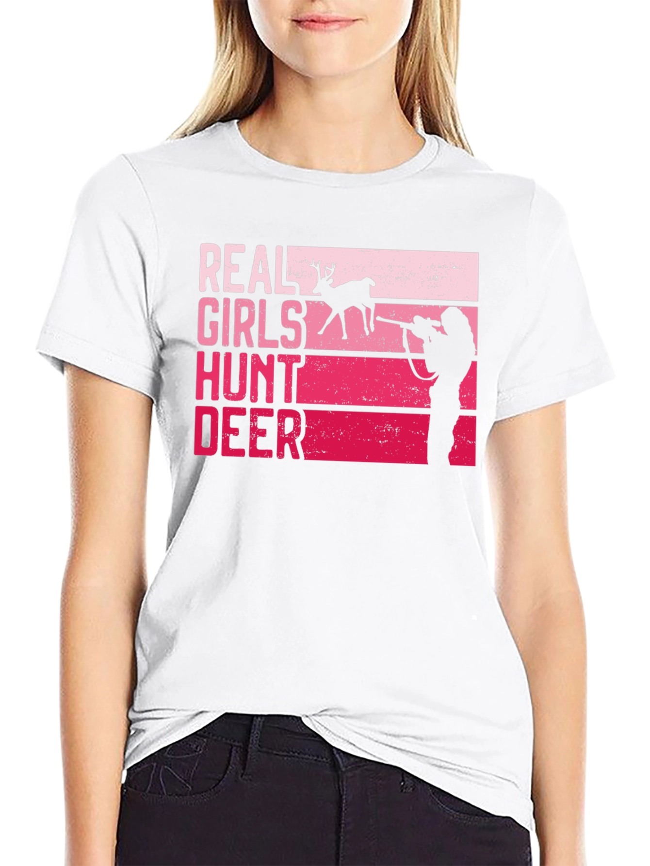 Real Girls Hunt Deer Graphic T-Shirt