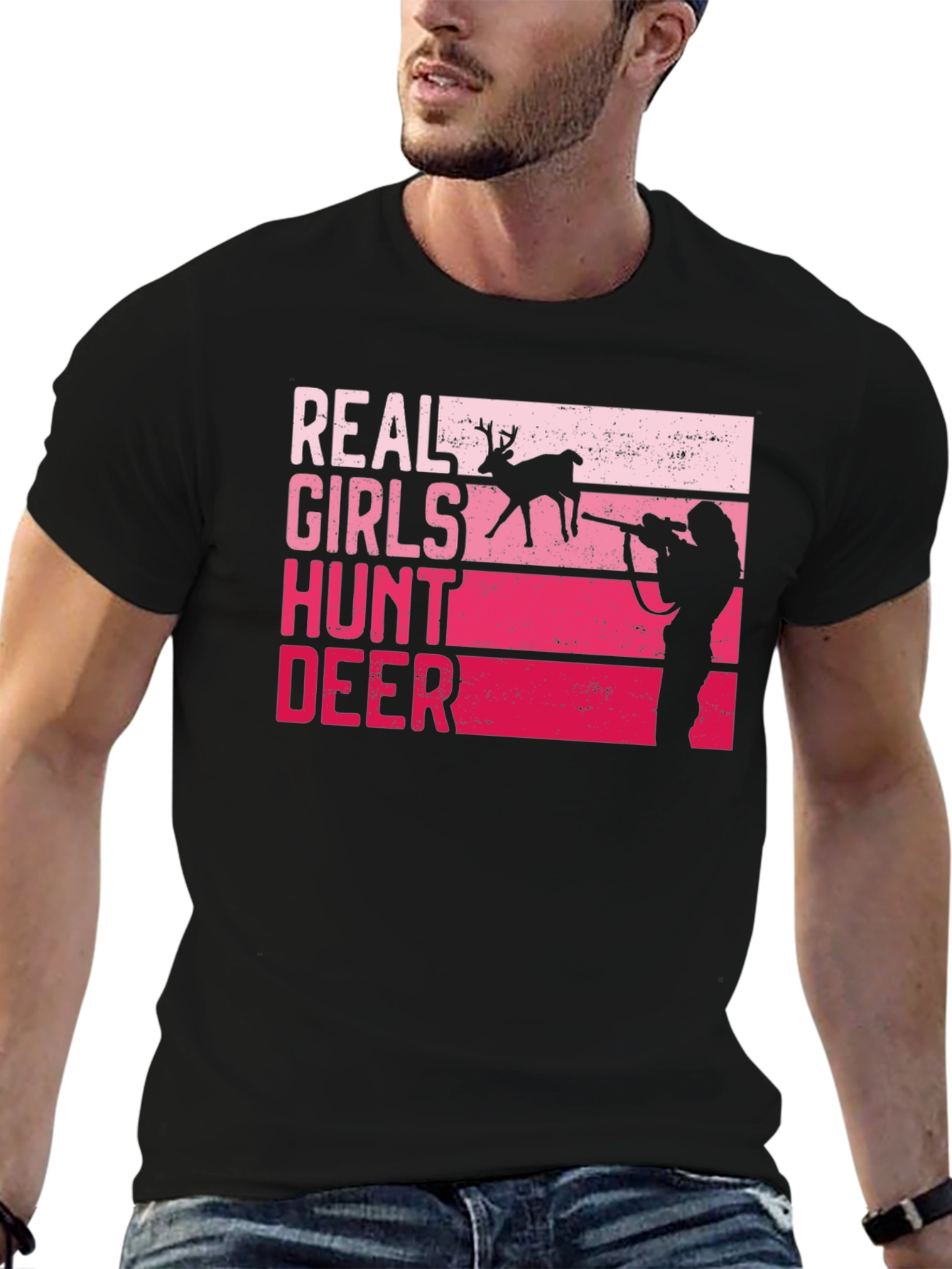 Real Girls Hunt Deer Graphic T-Shirt