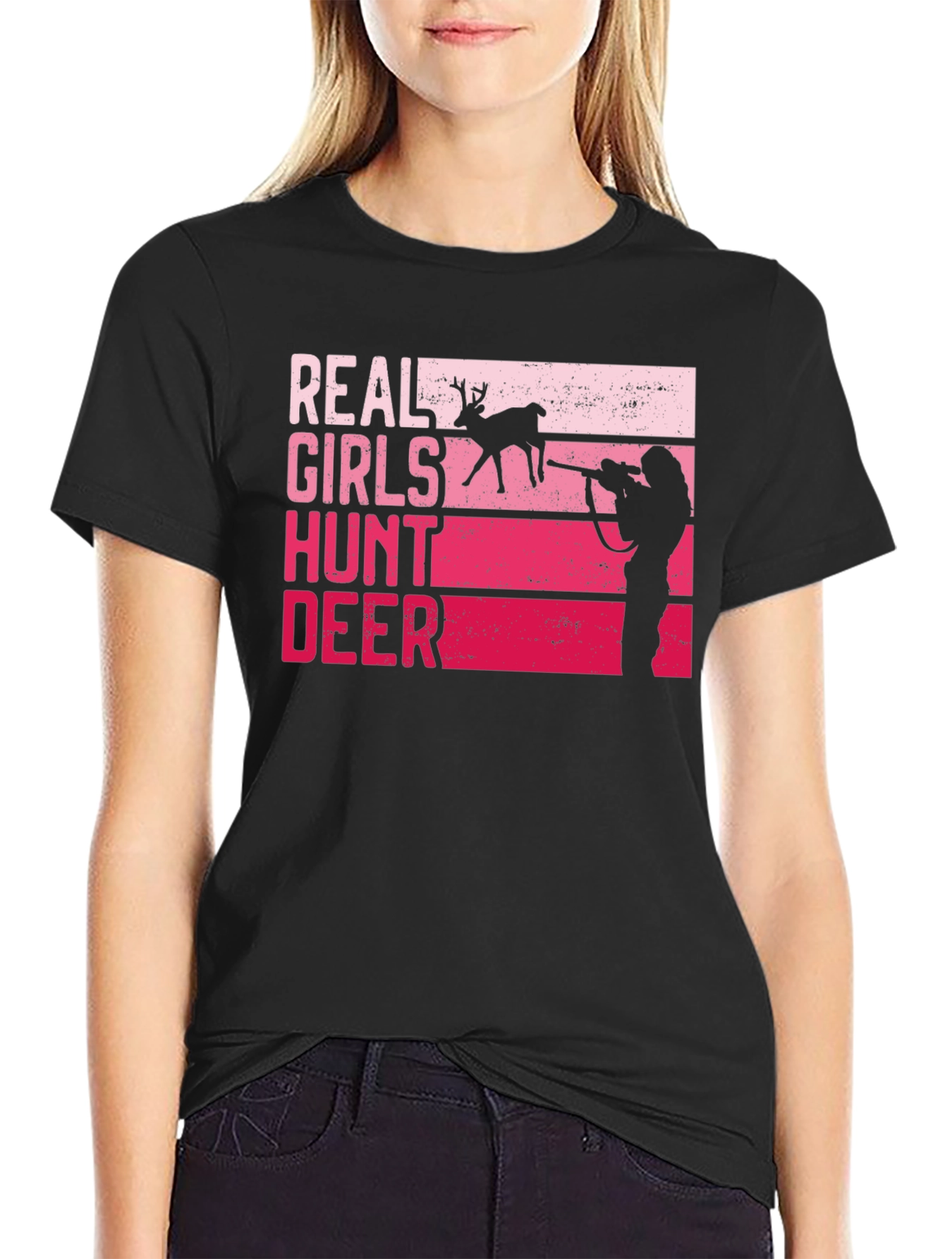 Real Girls Hunt Deer Graphic T-Shirt