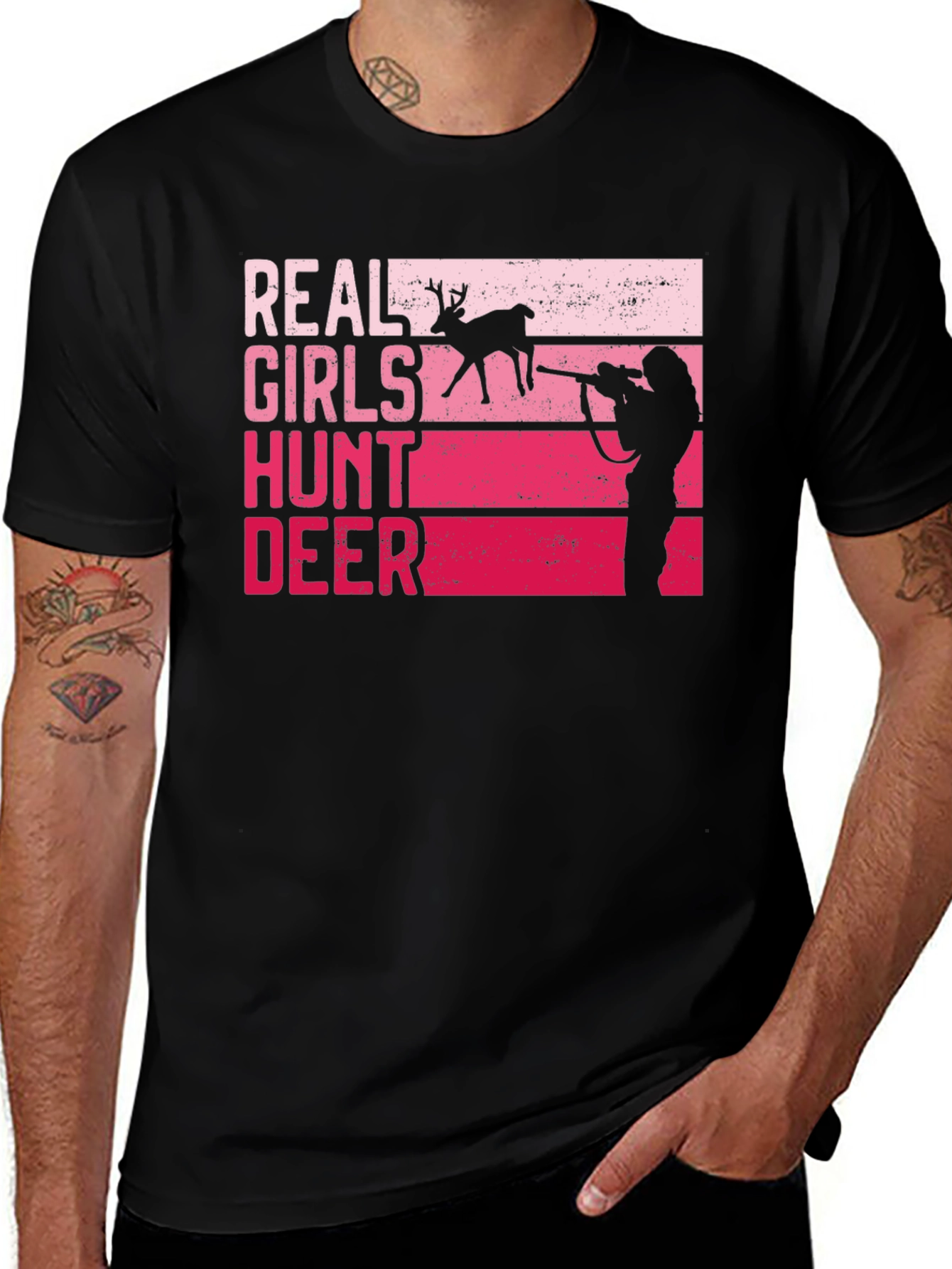 Real Girls Hunt Deer Graphic T-Shirt