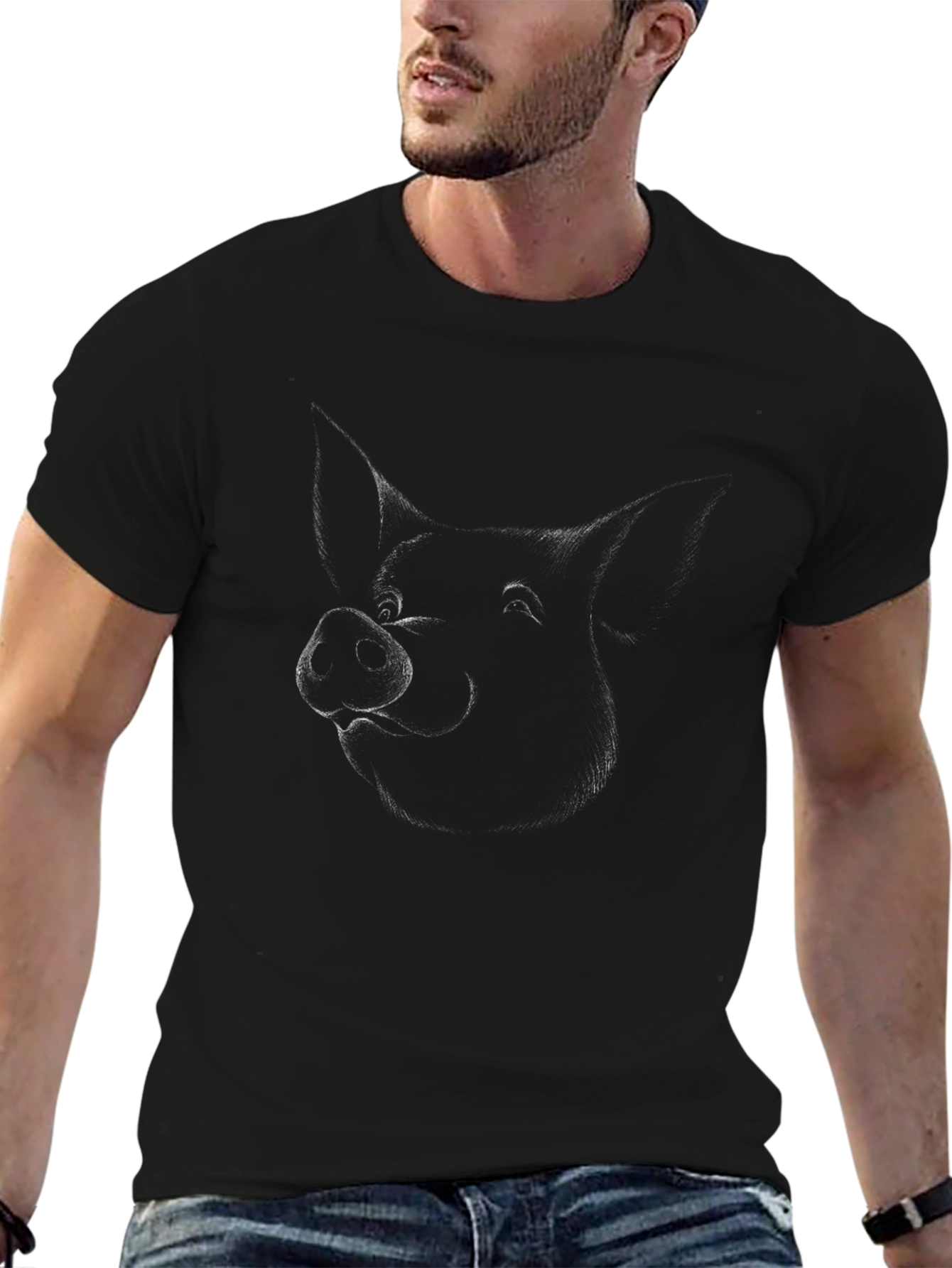 Black Pig Sketch Graphic Tee