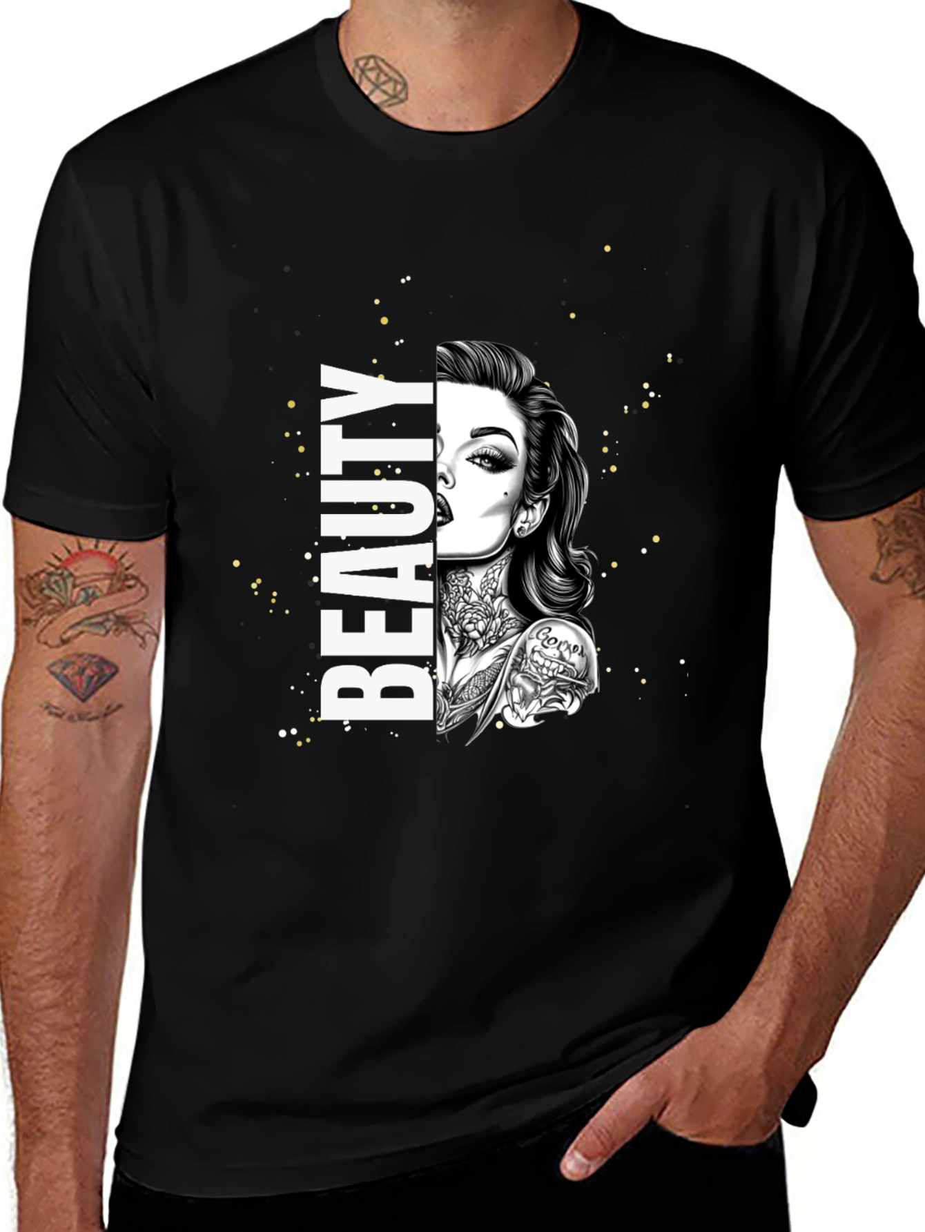 Beauty Tattoo Graphic T-Shirt - Trendy Tee