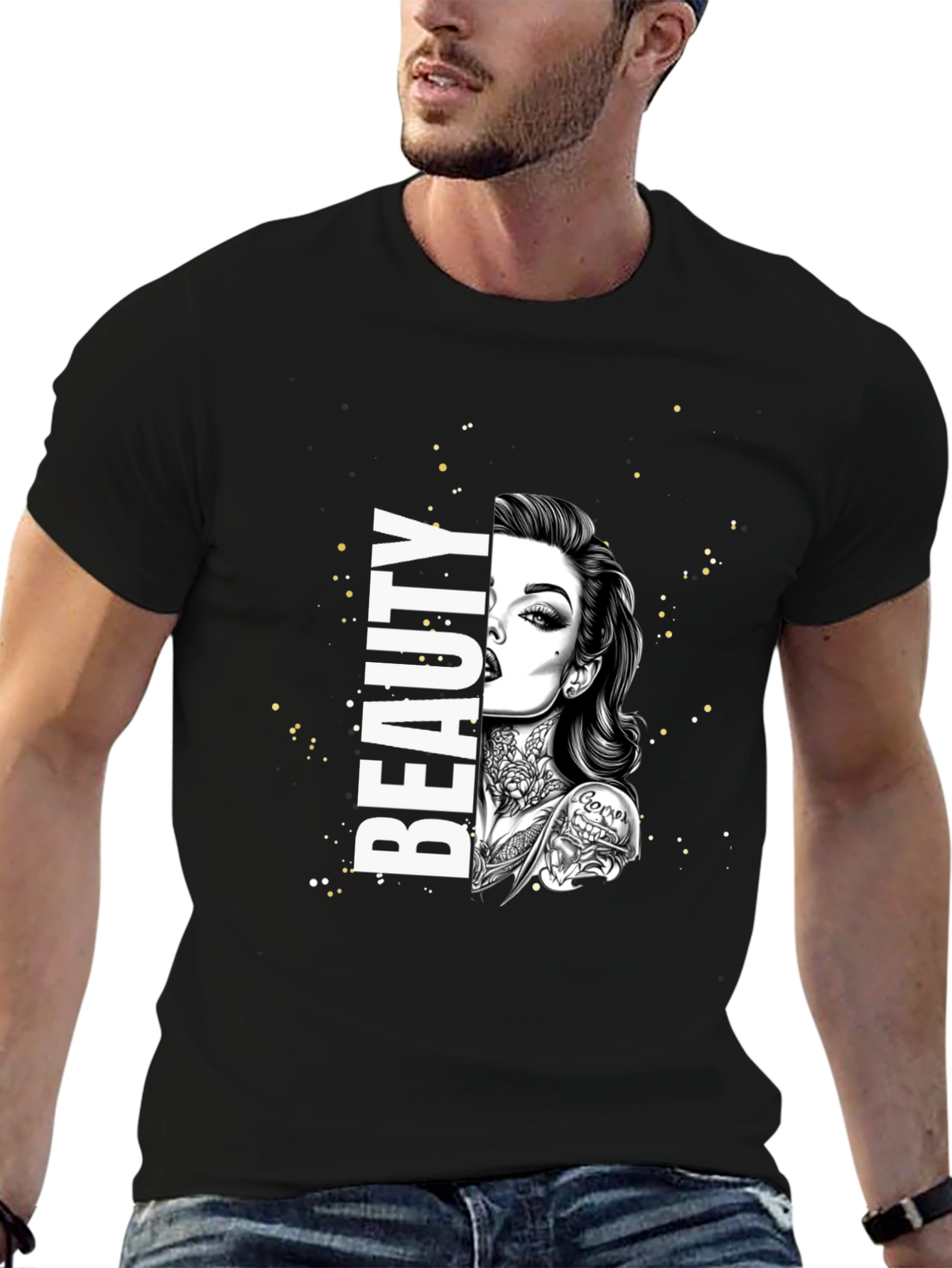 Beauty Tattoo Graphic T-Shirt - Trendy Tee