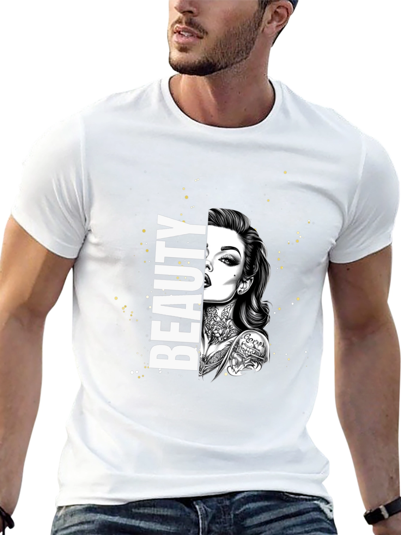Beauty Tattoo Graphic T-Shirt - Trendy Tee