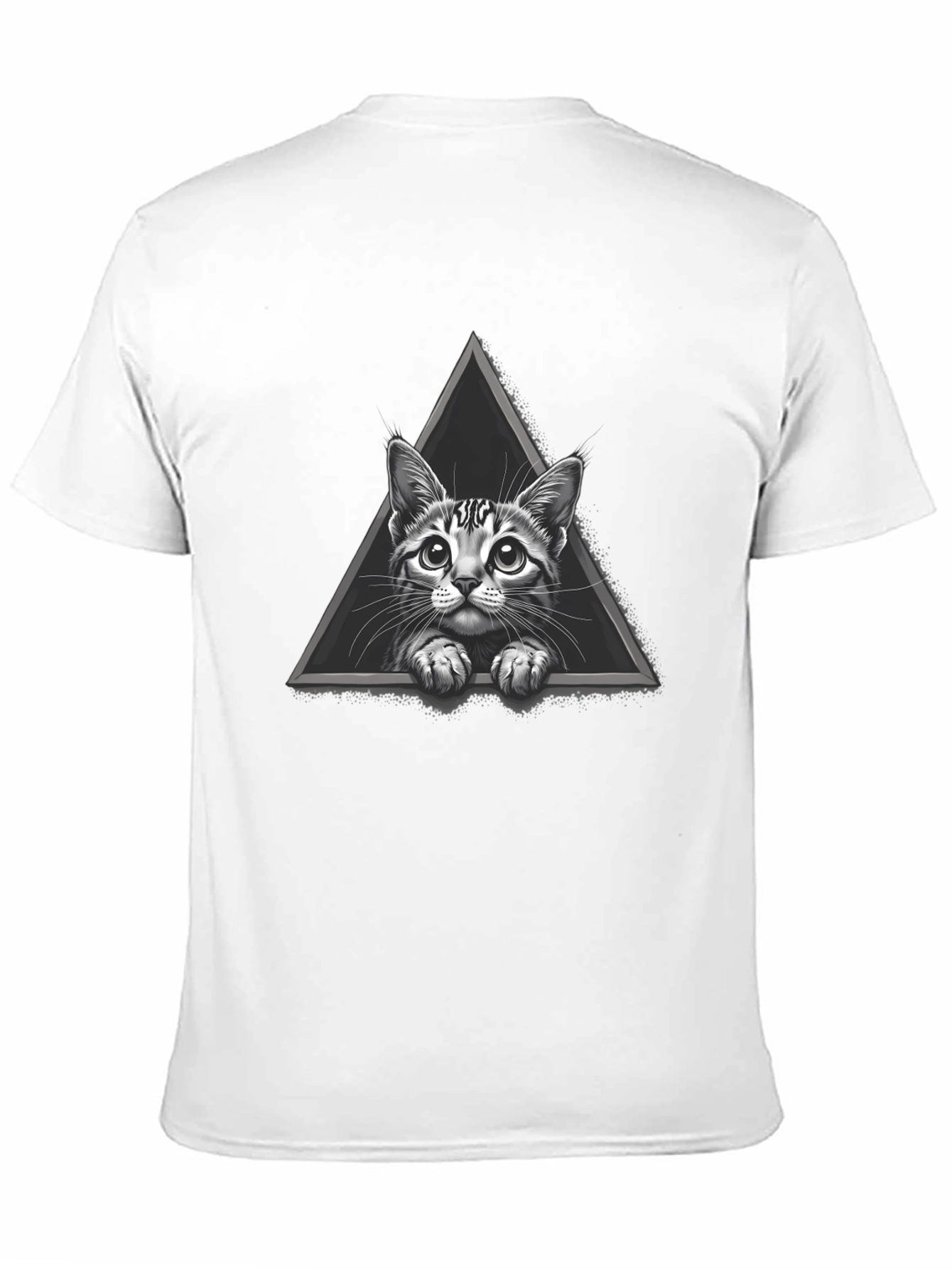 Cat Triangle Graphic Tee - Black Cotton T-Shirt