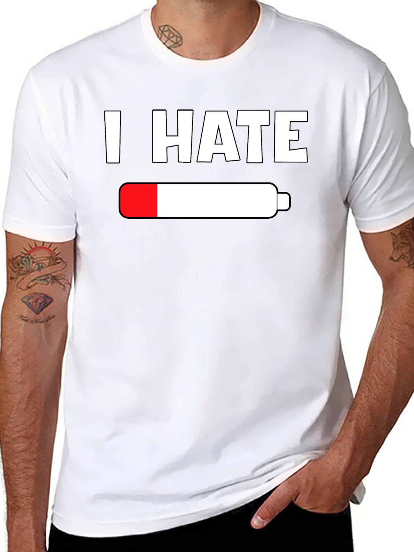 I Hate Empty Battery T-Shirt - Low Energy Tee