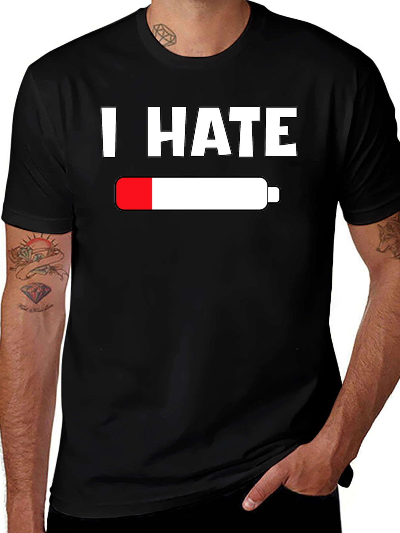 I Hate Empty Battery T-Shirt - Low Energy Tee