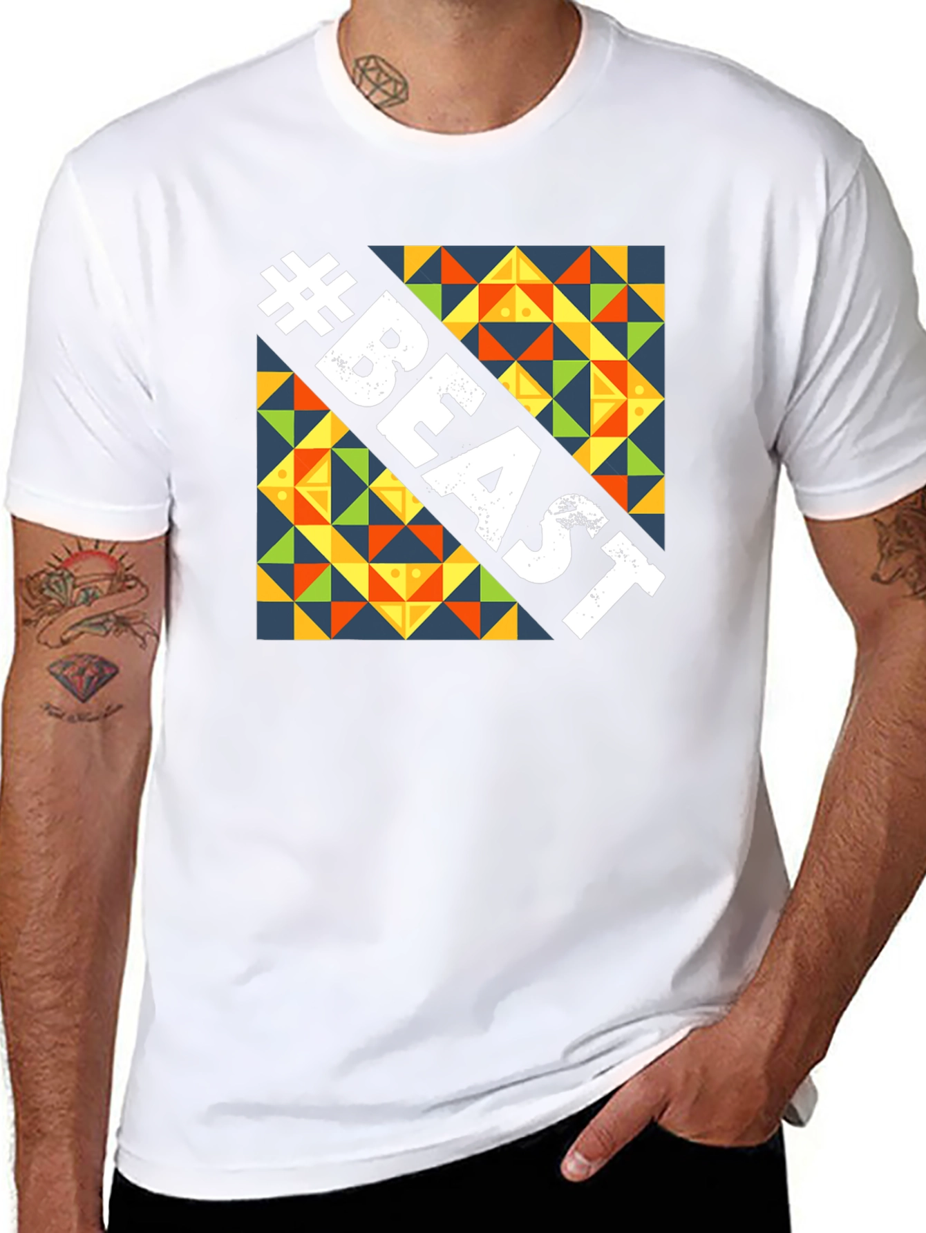 Beast Graphic Tee - Bold Geometric Design