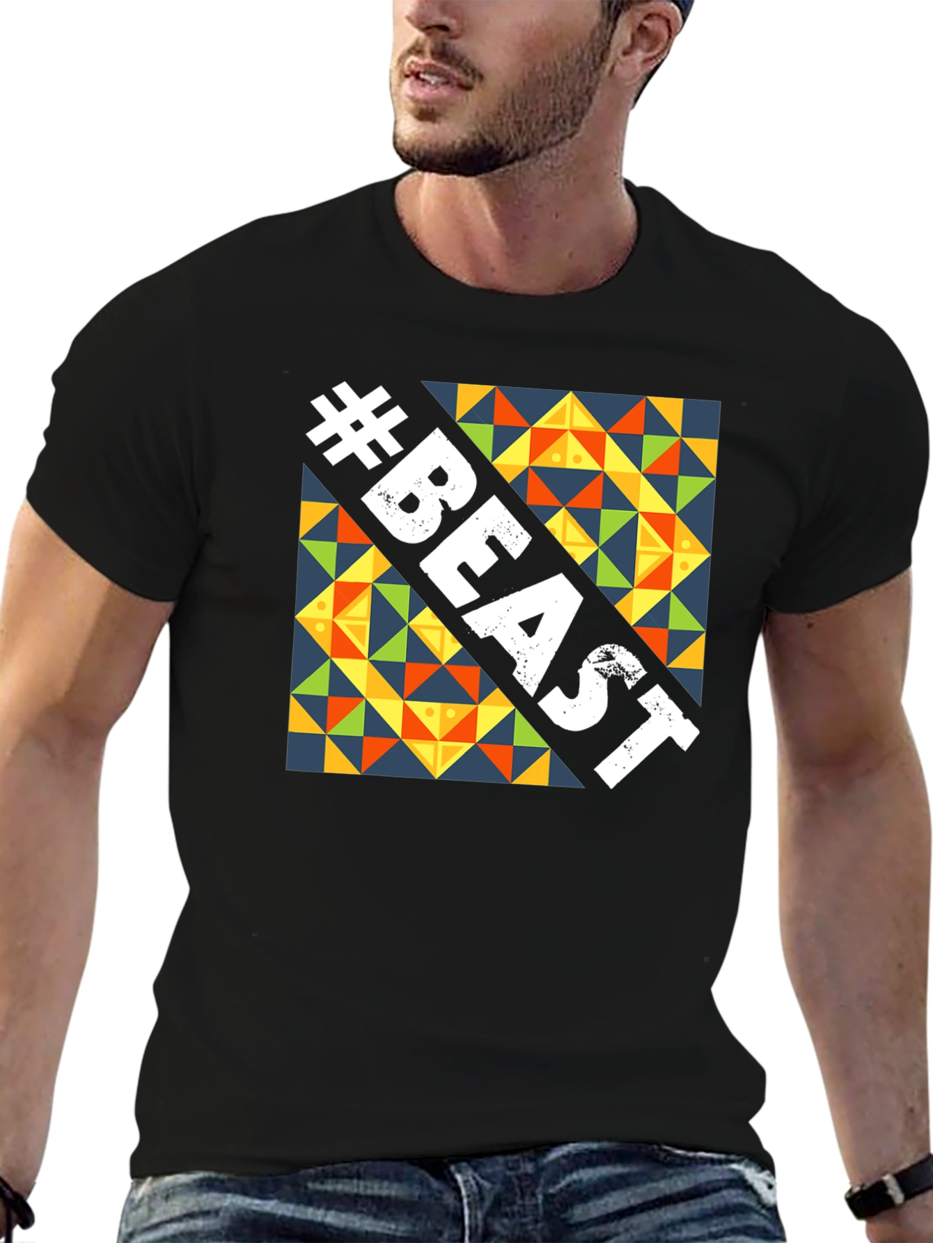 Beast Graphic Tee - Bold Geometric Design