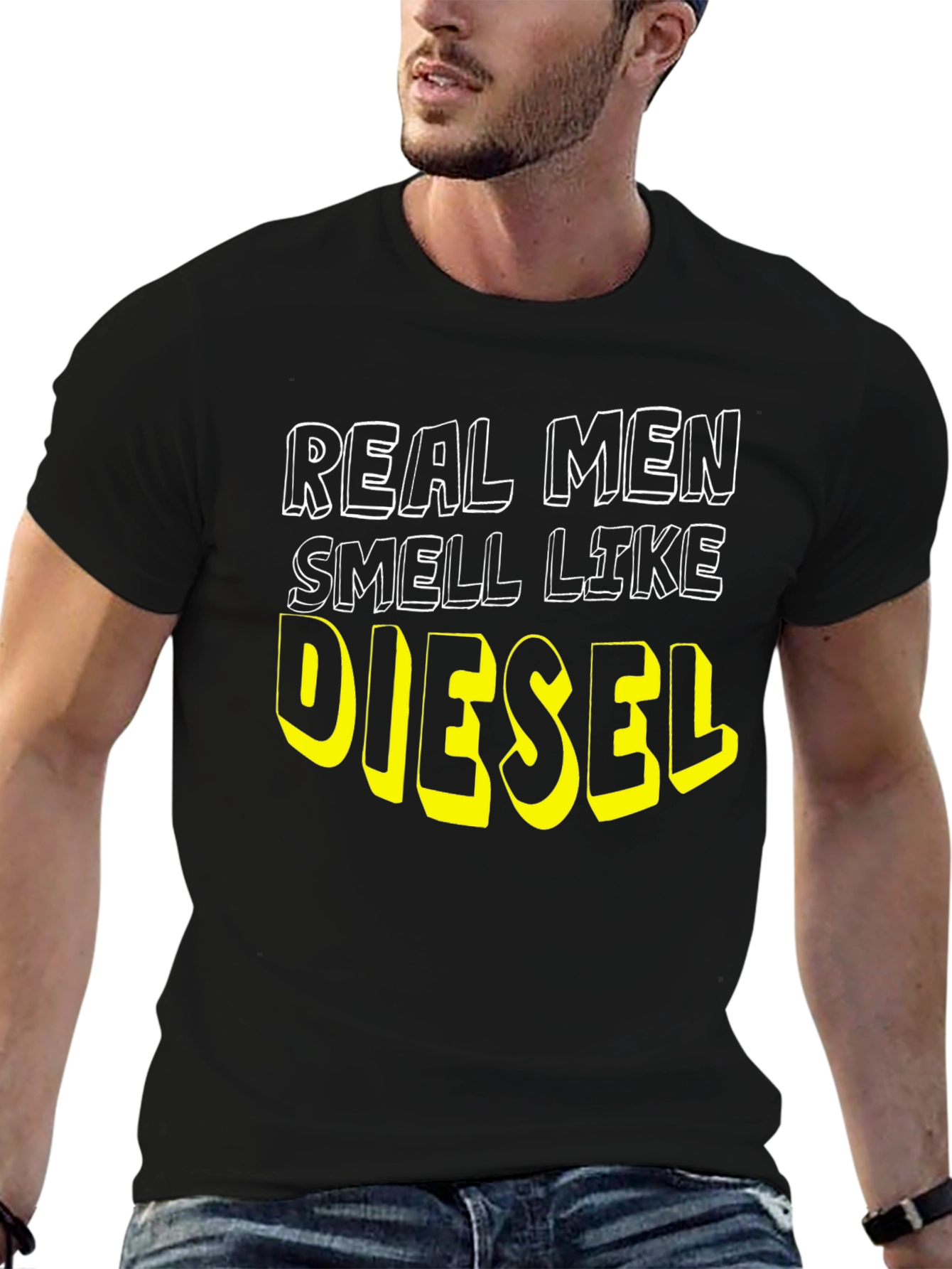 Real Men Smell Like Diesel Black T-Shirt