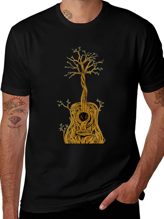 Guitar Tree Graphic Tee - Nature Inspired Music Lover Shirt