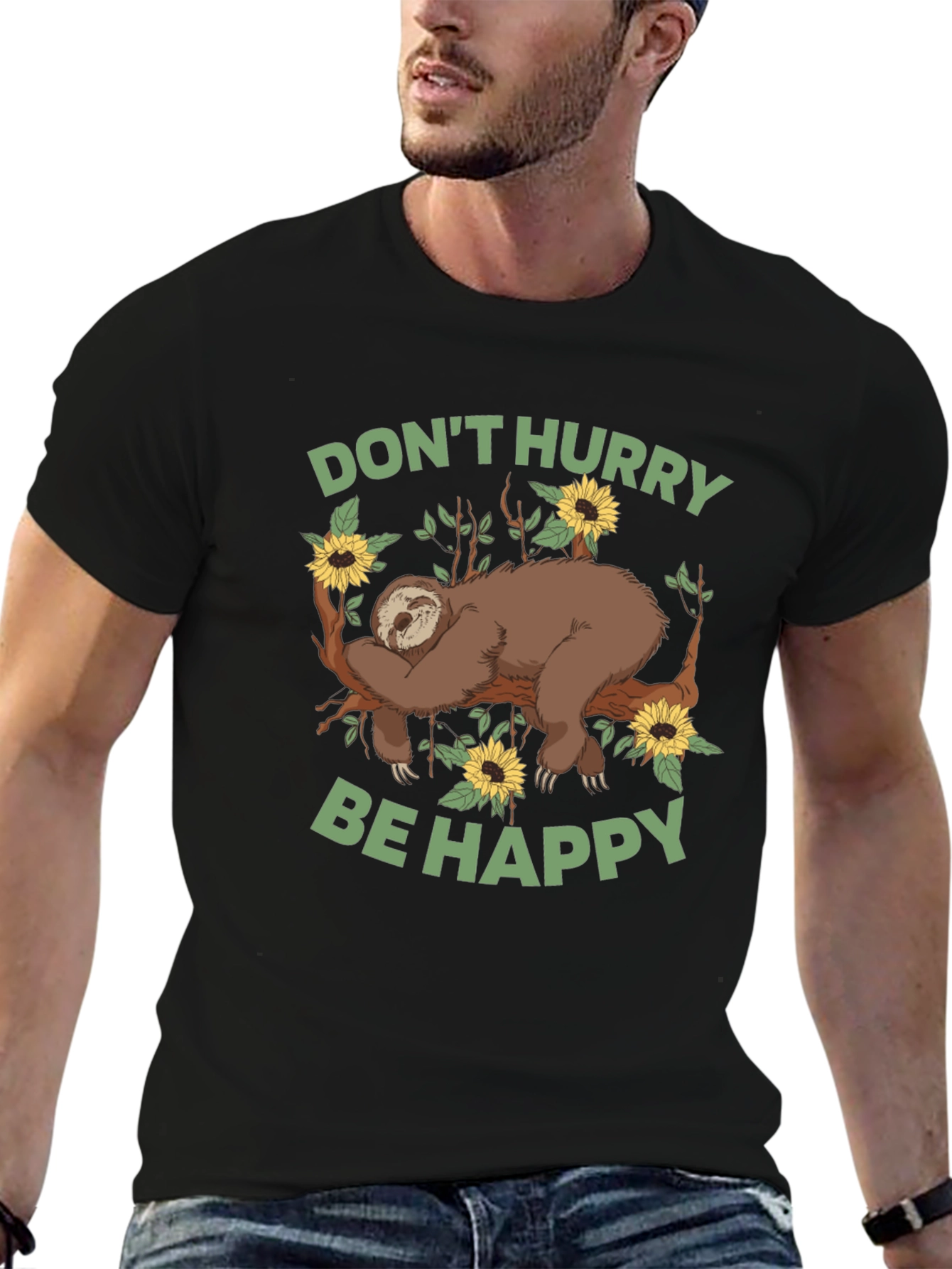 Sloth Graphic Tee - Dont Hurry Be Happy