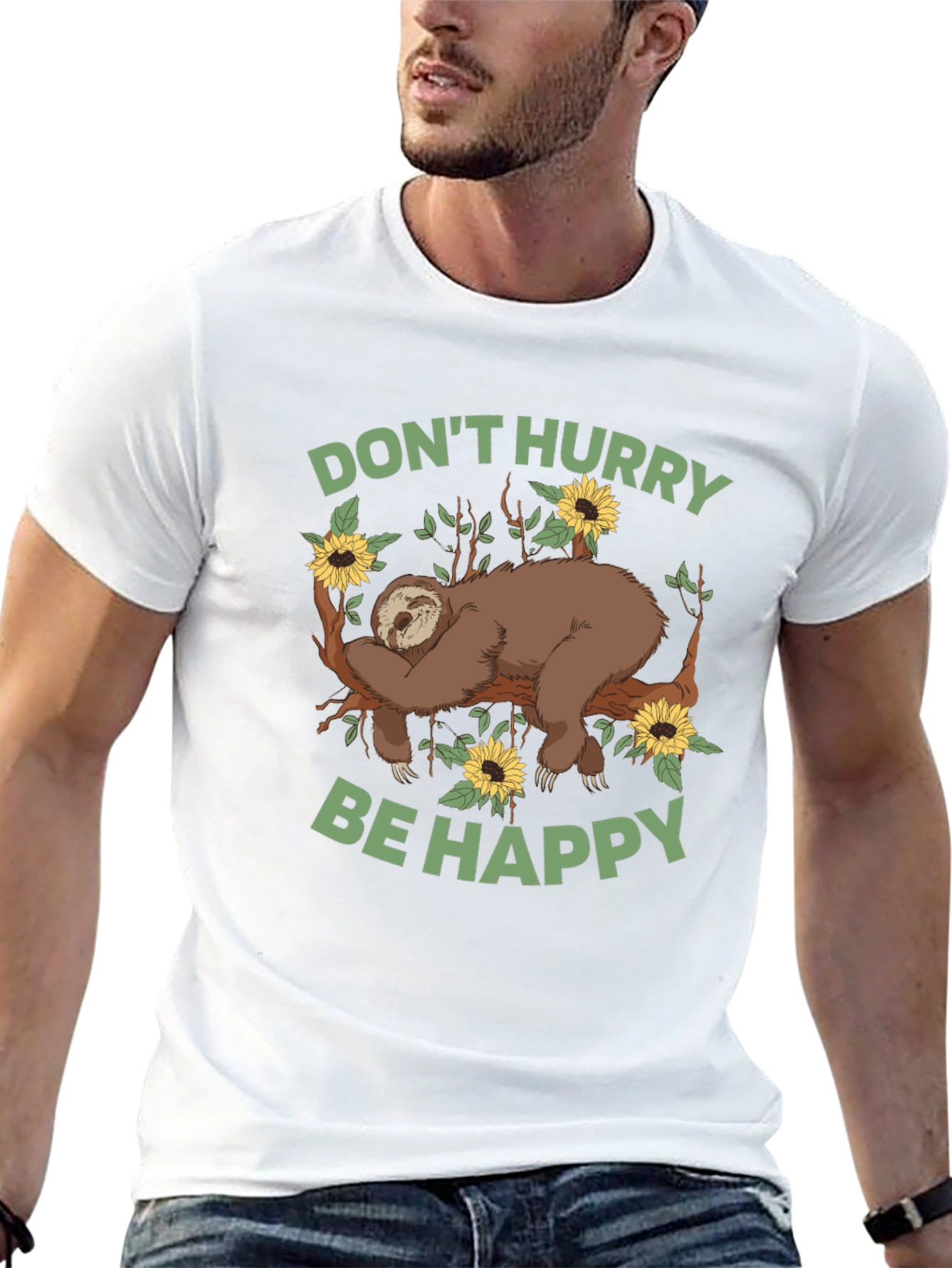 Sloth Graphic Tee - Dont Hurry Be Happy