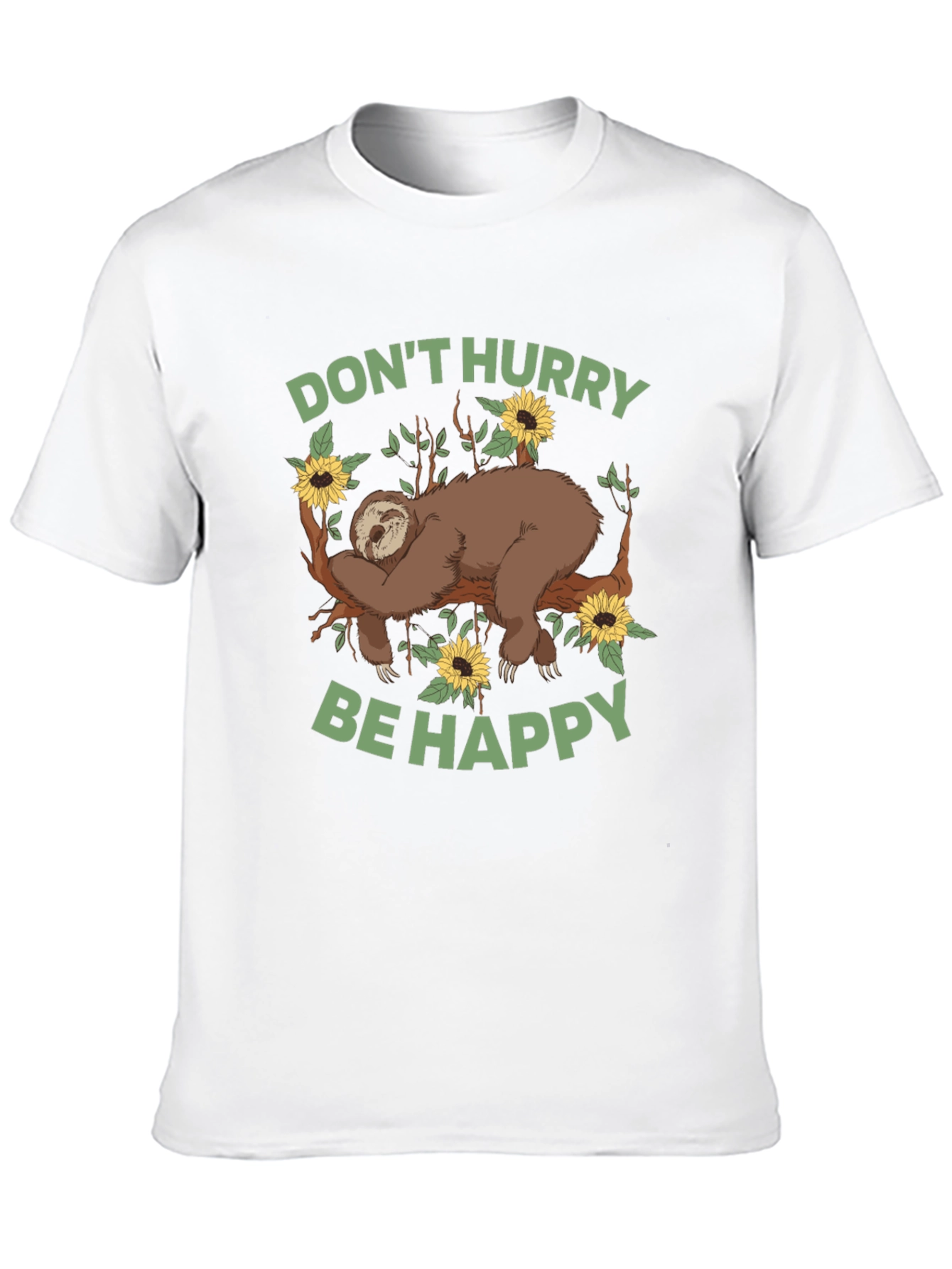 Sloth Graphic Tee - Dont Hurry Be Happy