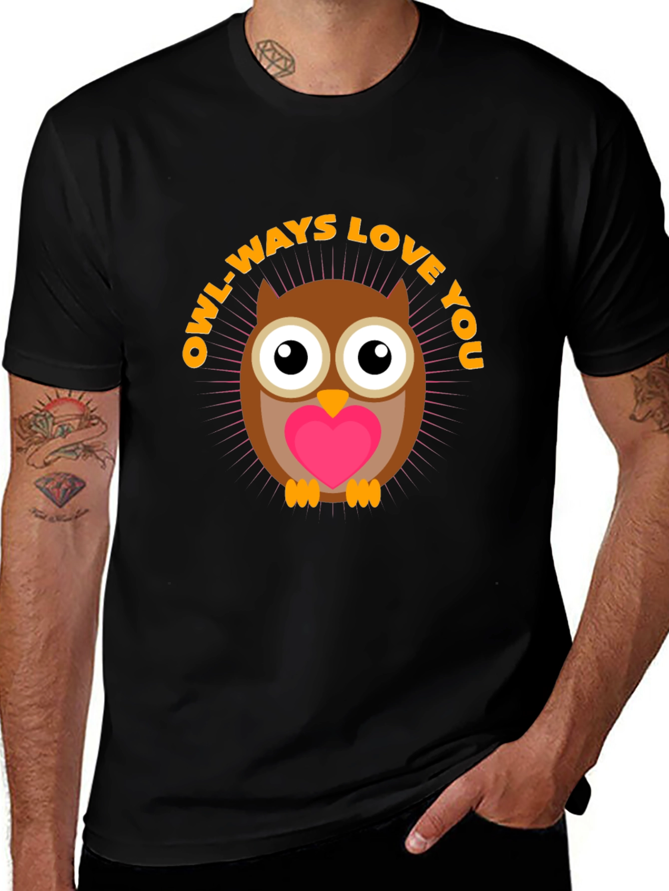 Owl-ways Love You Graphic T-Shirt - Black
