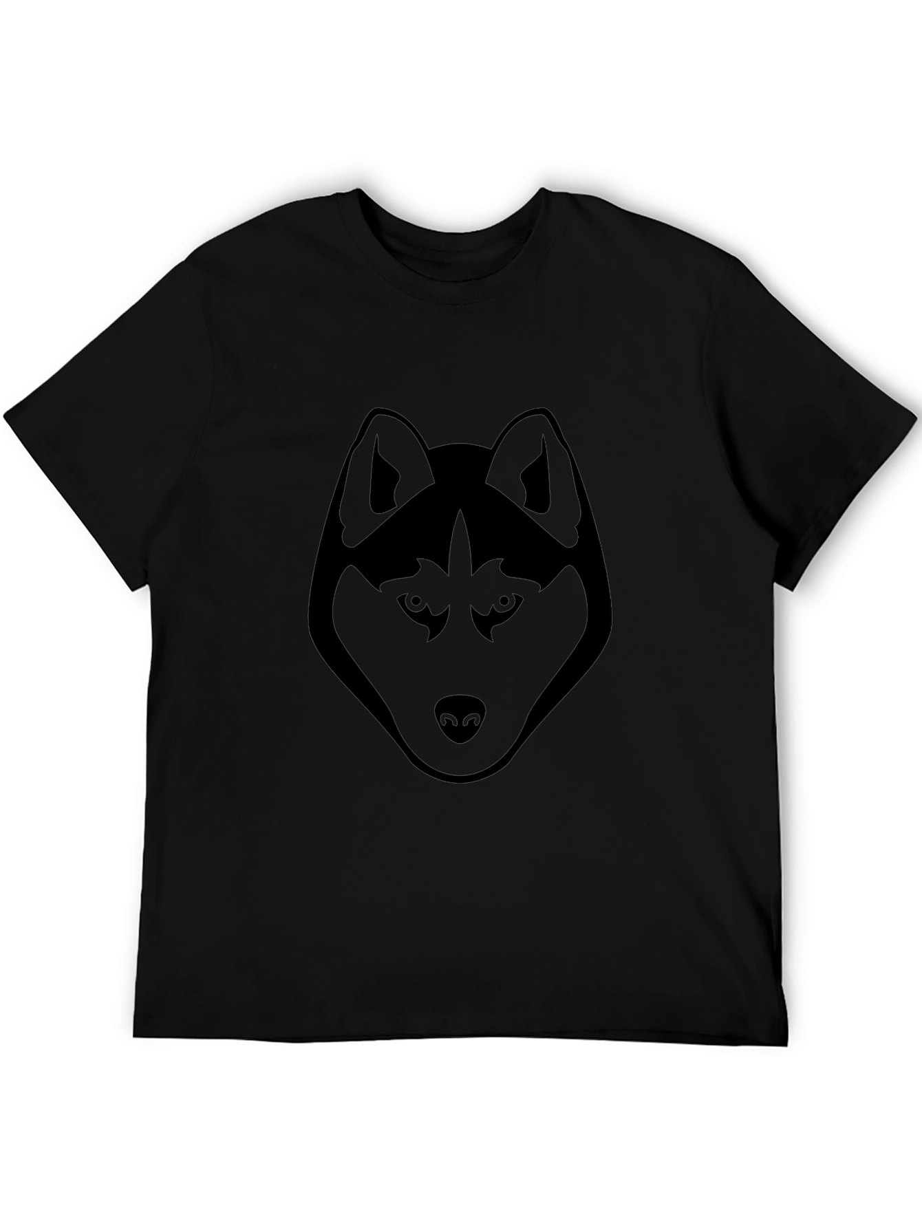 Black Husky Dog Head Graphic T-Shirt