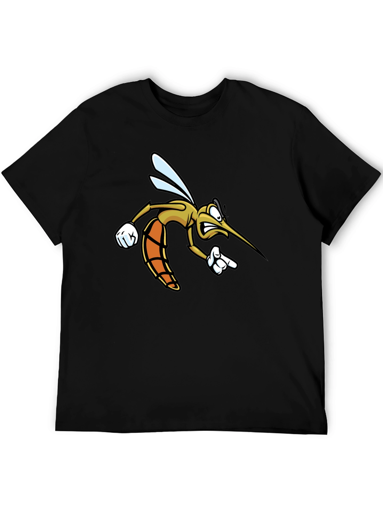 Funny Mosquito Cartoon Black T-Shirt