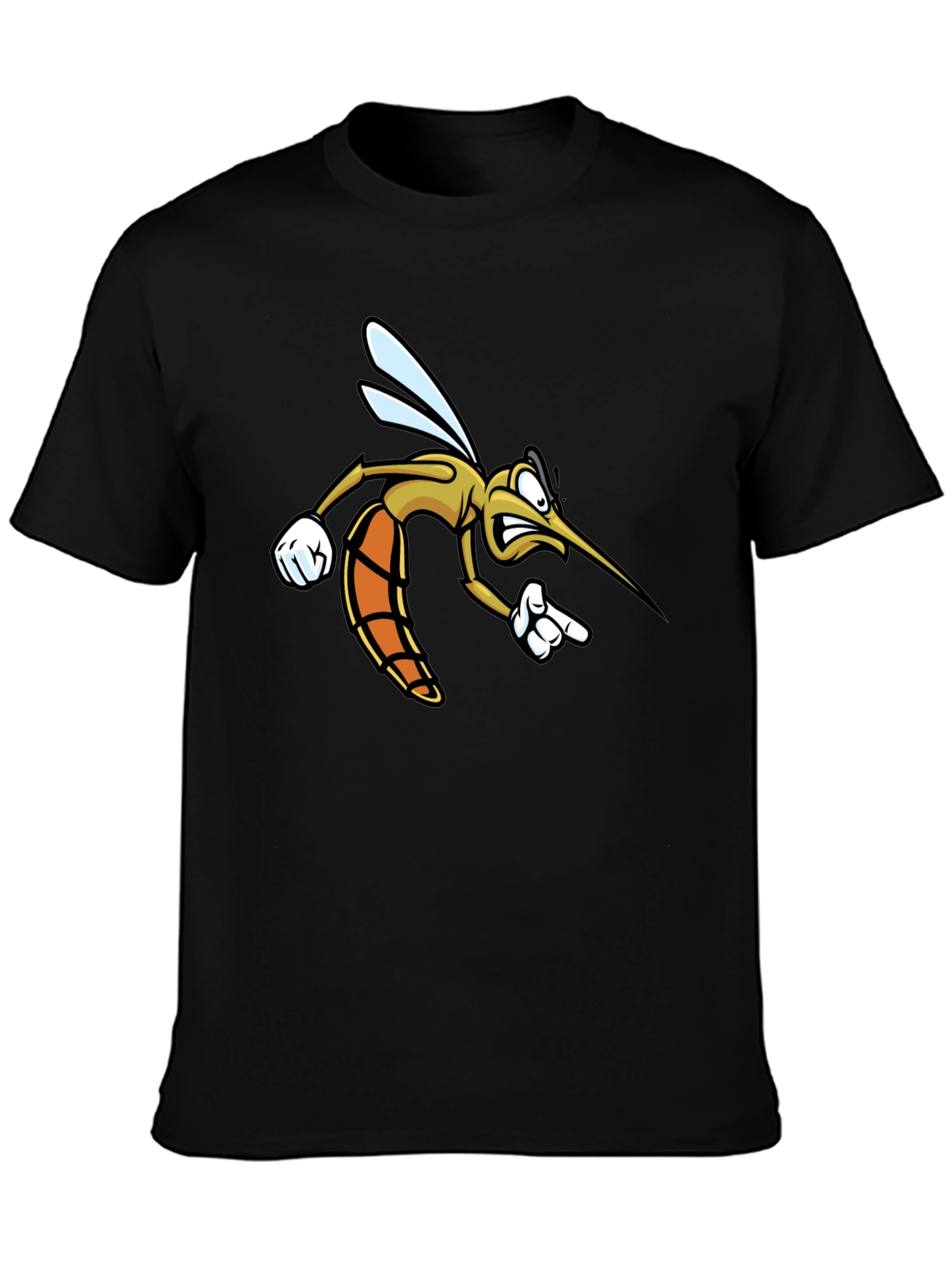 Funny Mosquito Cartoon Black T-Shirt
