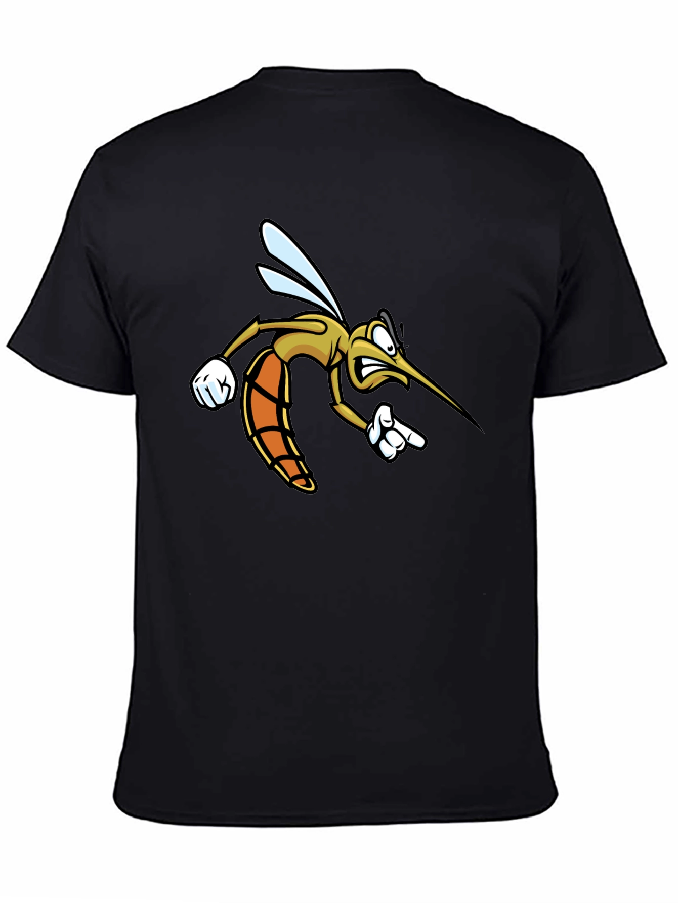 Funny Mosquito Cartoon Black T-Shirt