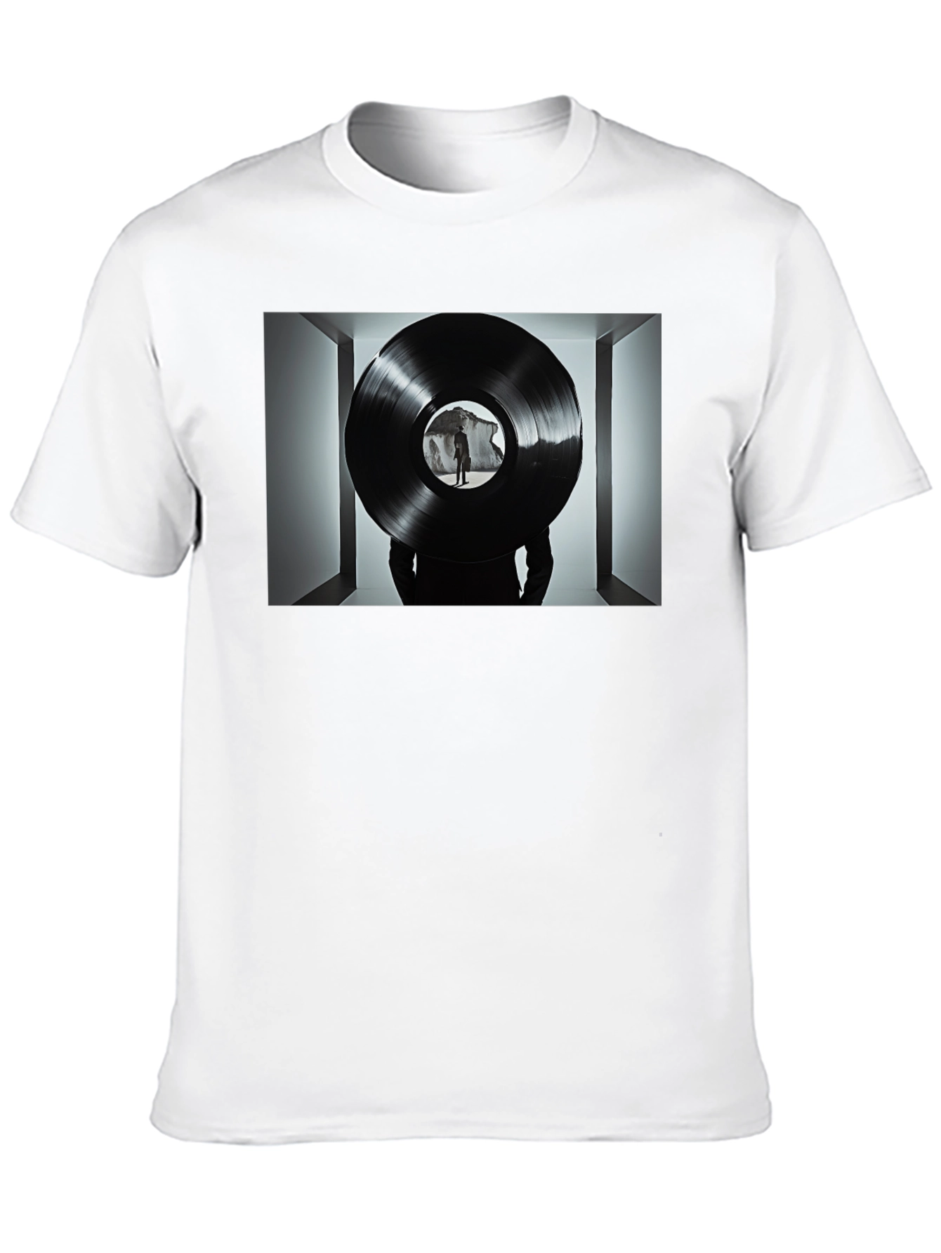 Abstract Record Print Black Tee