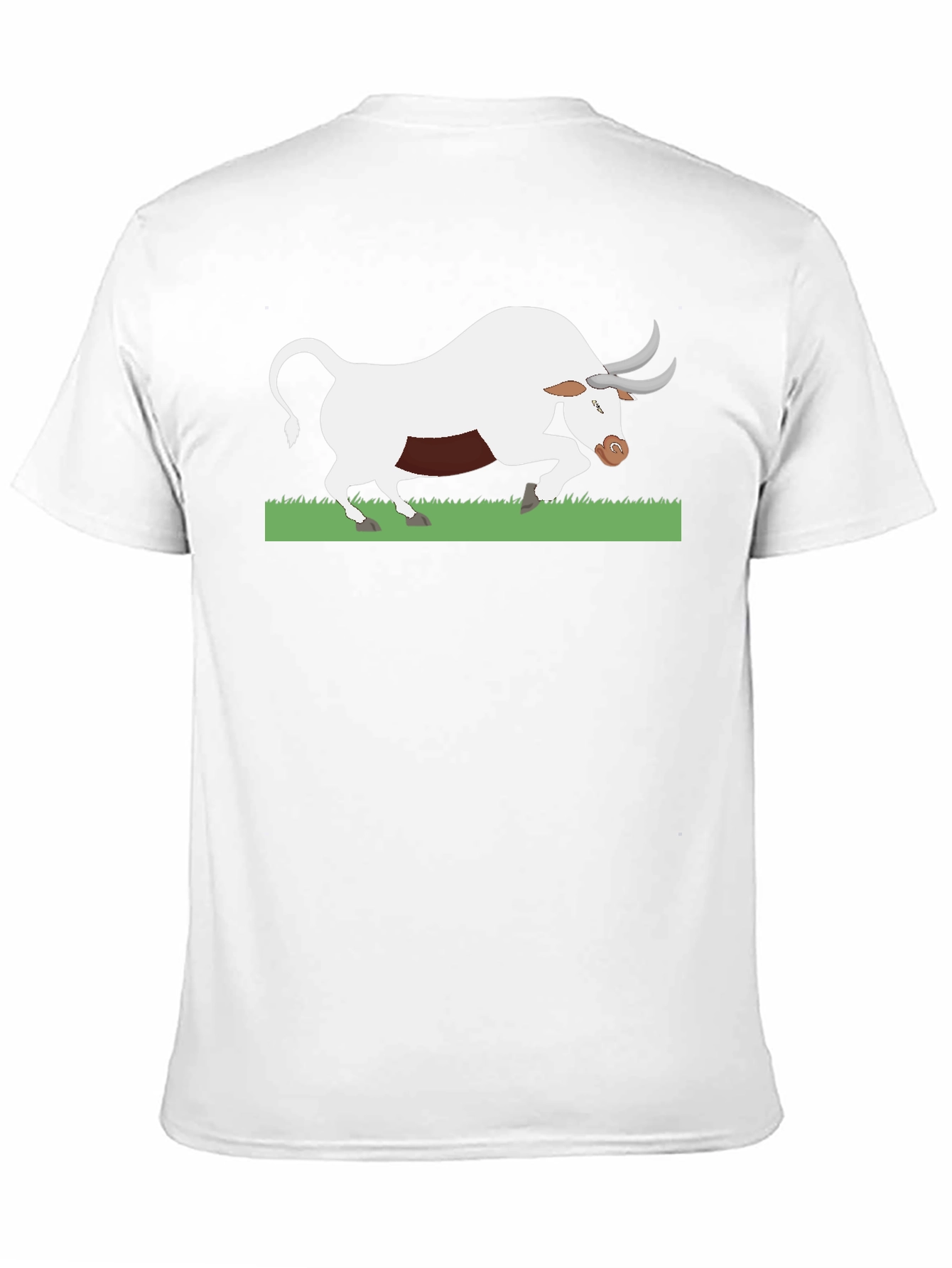 Black T-Shirt with White Bull Design