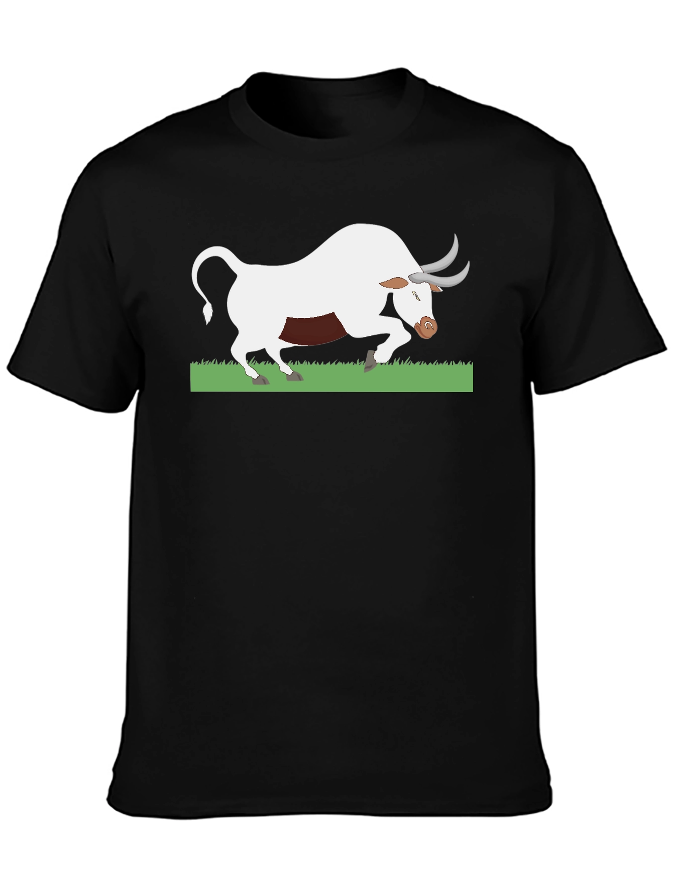 Black T-Shirt with White Bull Design