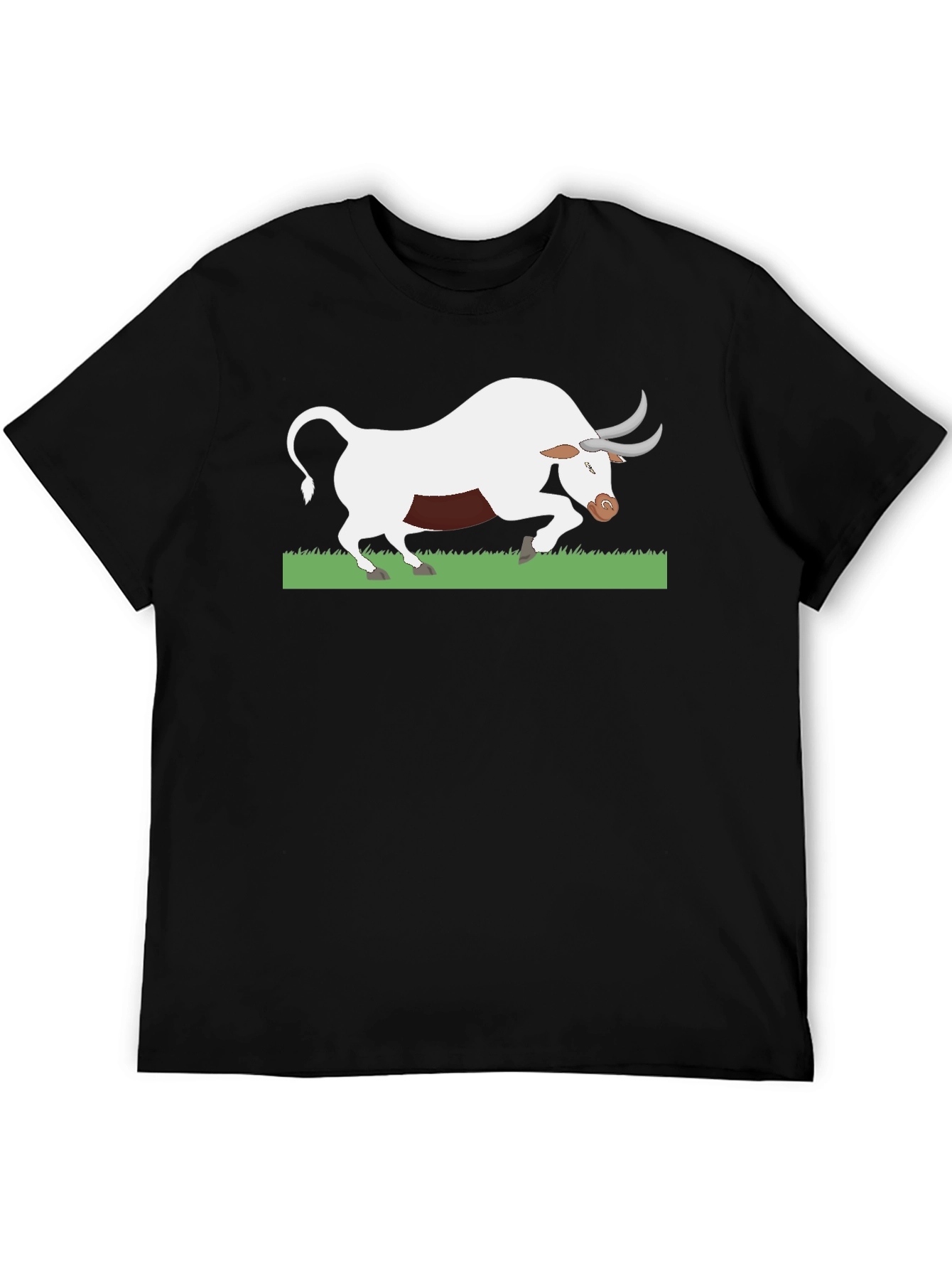 Black T-Shirt with White Bull Design