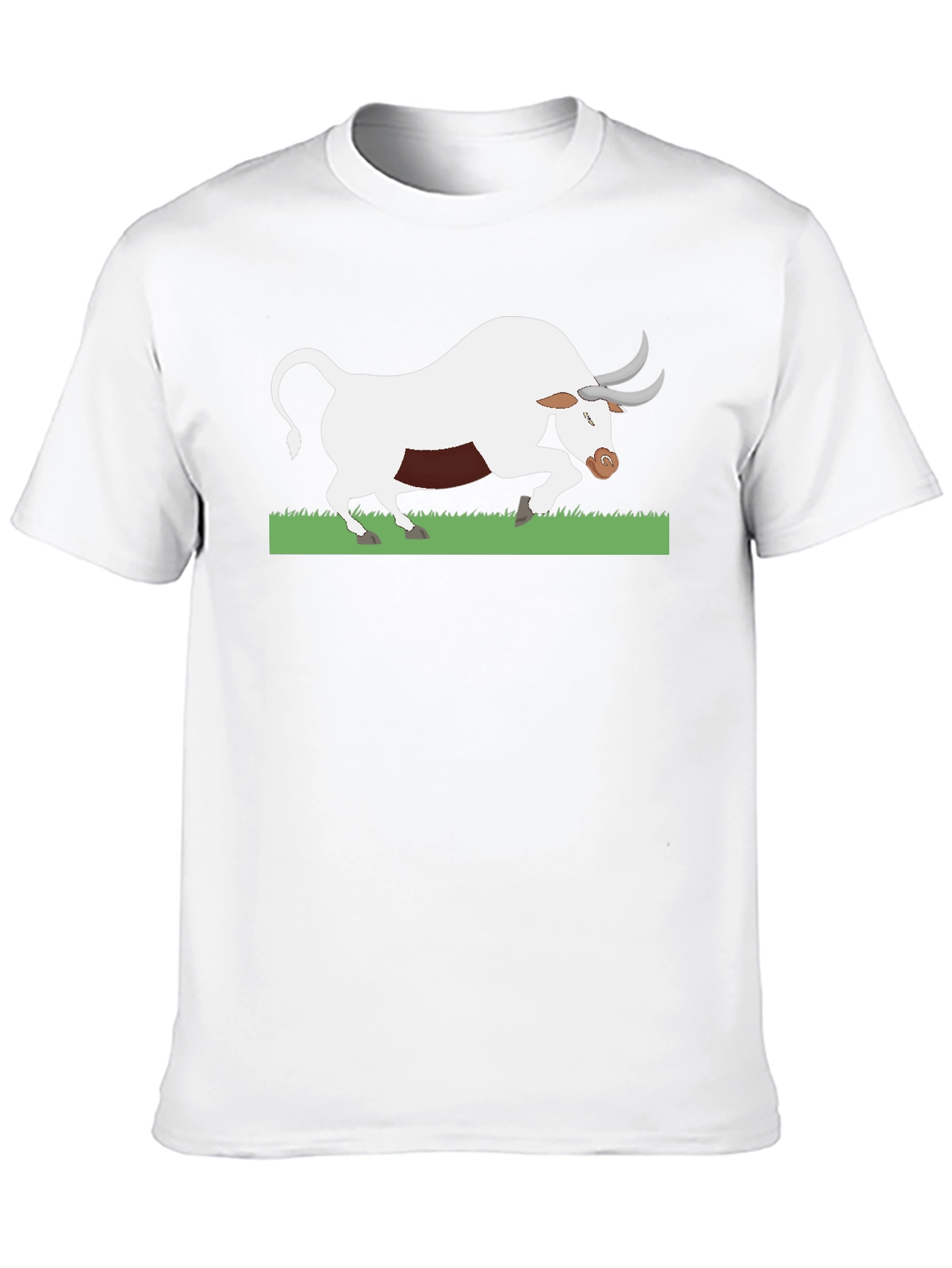 Black T-Shirt with White Bull Design