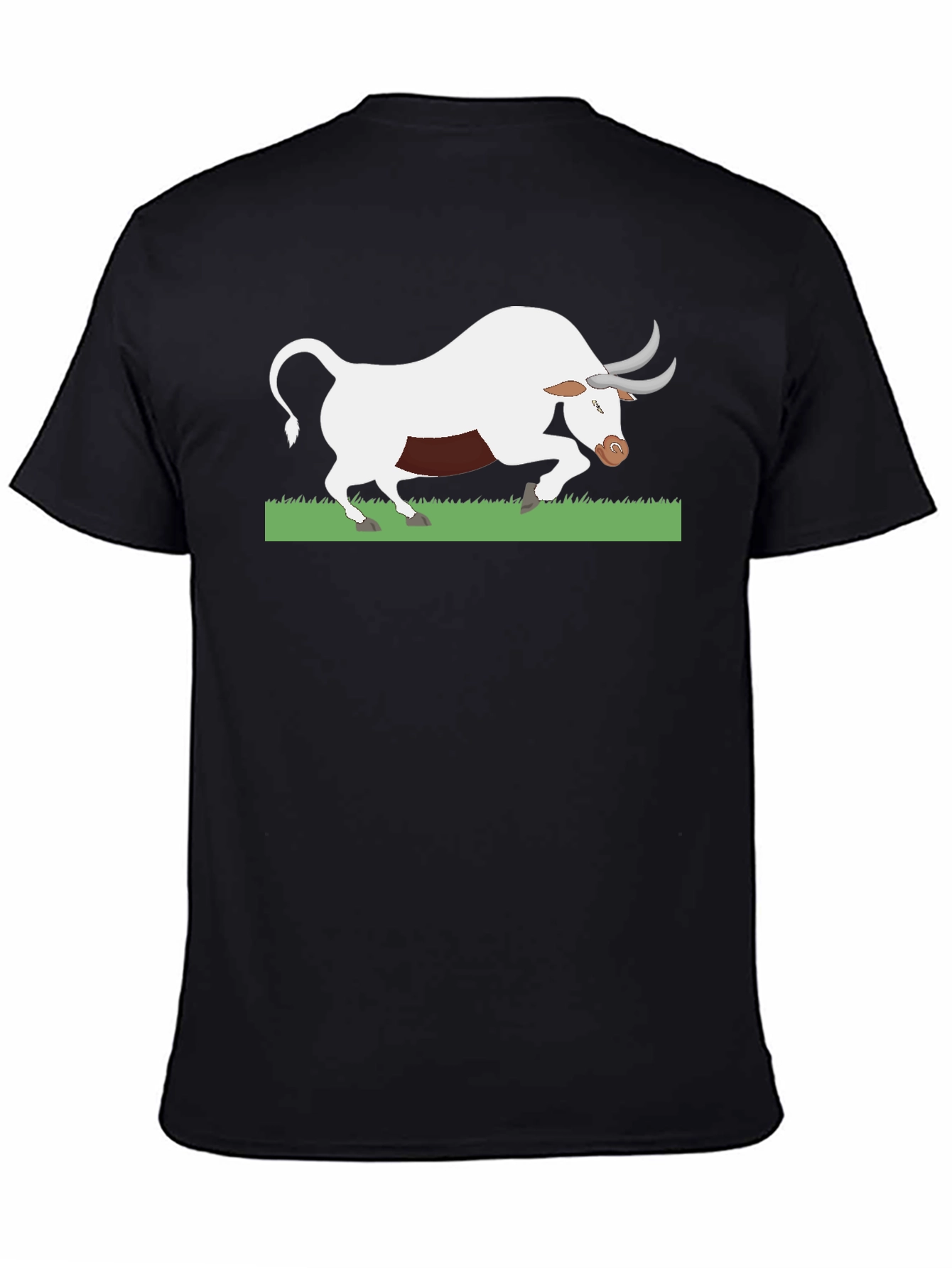 Black T-Shirt with White Bull Design