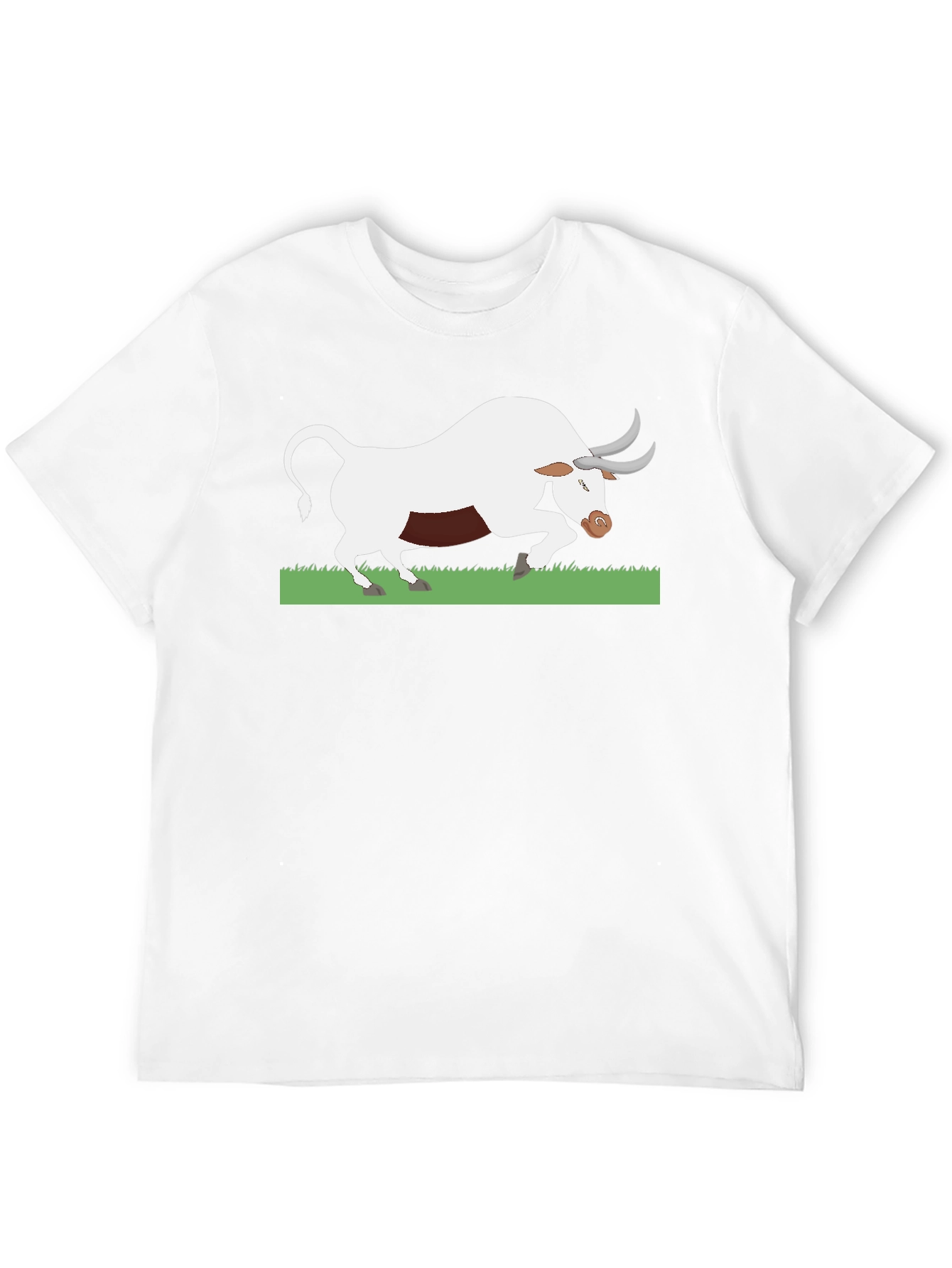 Black T-Shirt with White Bull Design