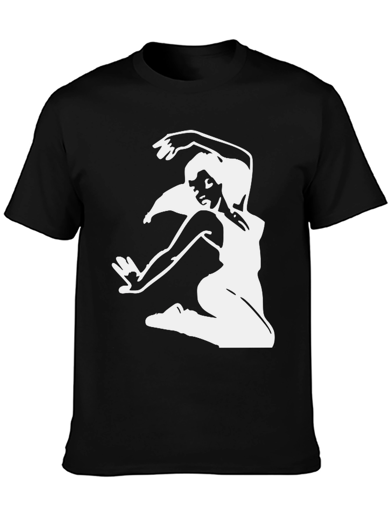 Black T-Shirt with White Dancer Graphic