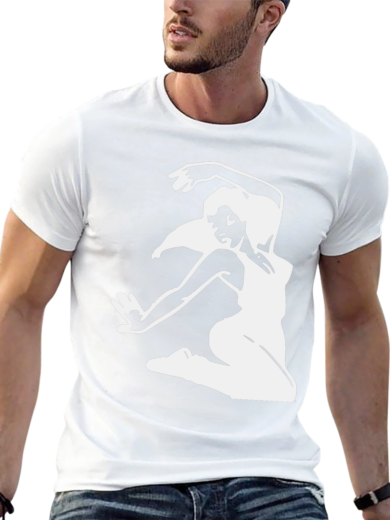 Black T-Shirt with White Dancer Graphic