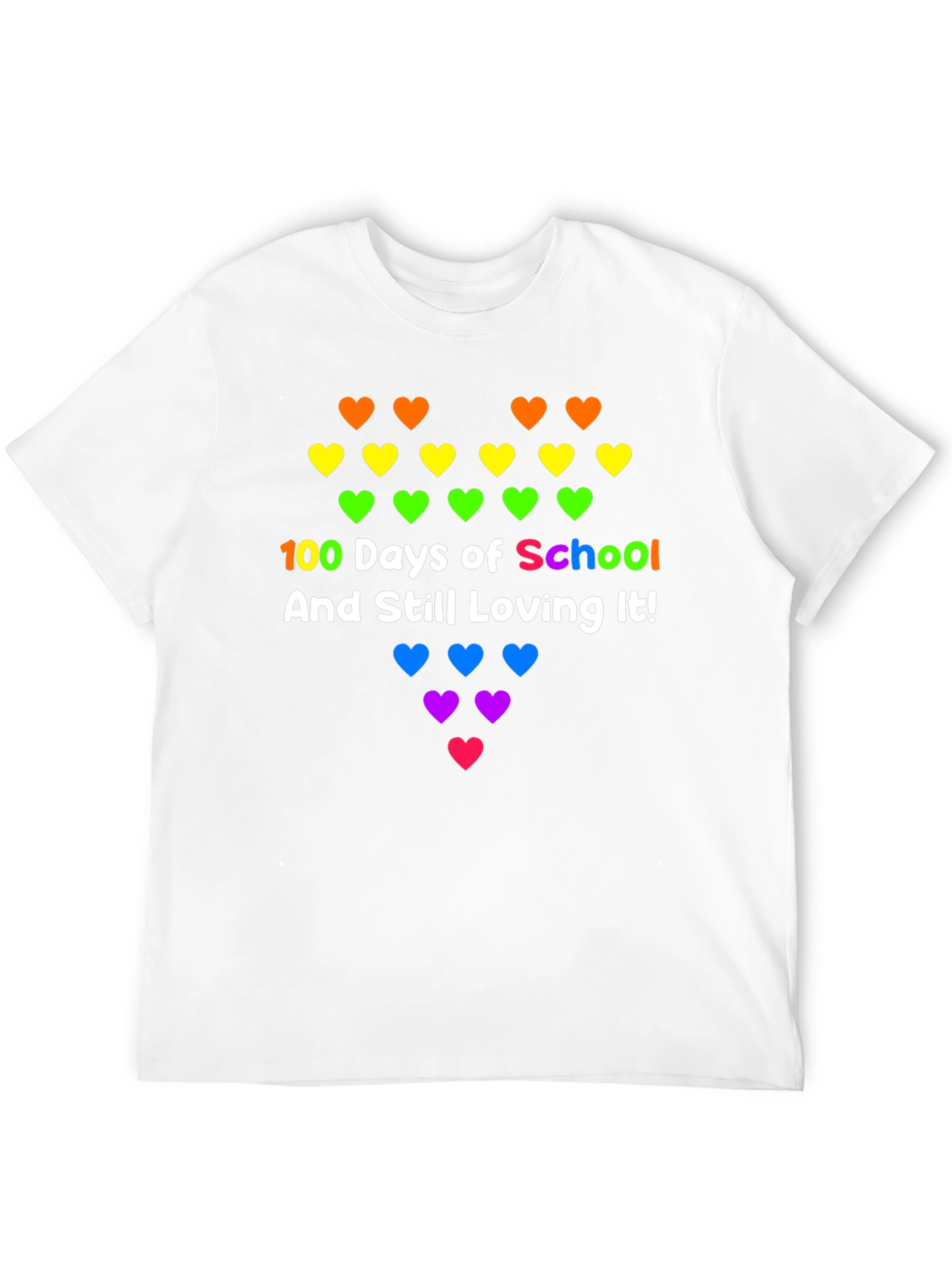 100 Days of School Rainbow Hearts Tee