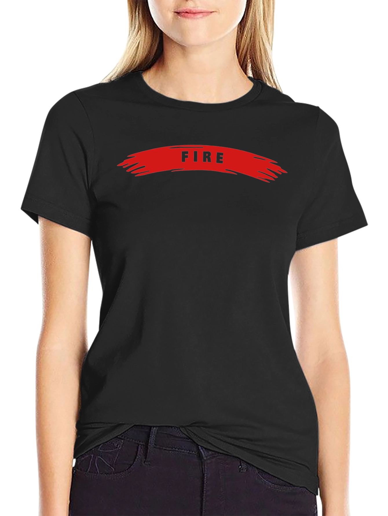 Mens Black FIRE Graphic Print Short Sleeve T-Shirt
