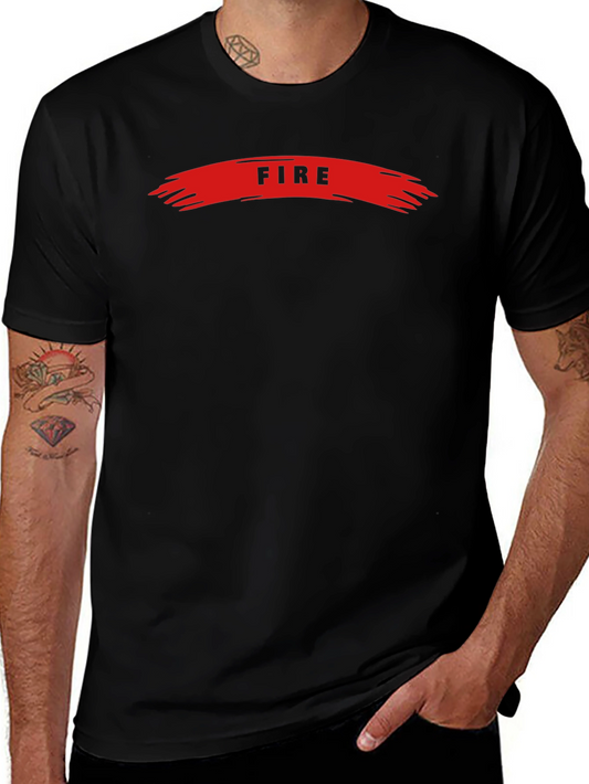 Mens Black FIRE Graphic Print Short Sleeve T-Shirt