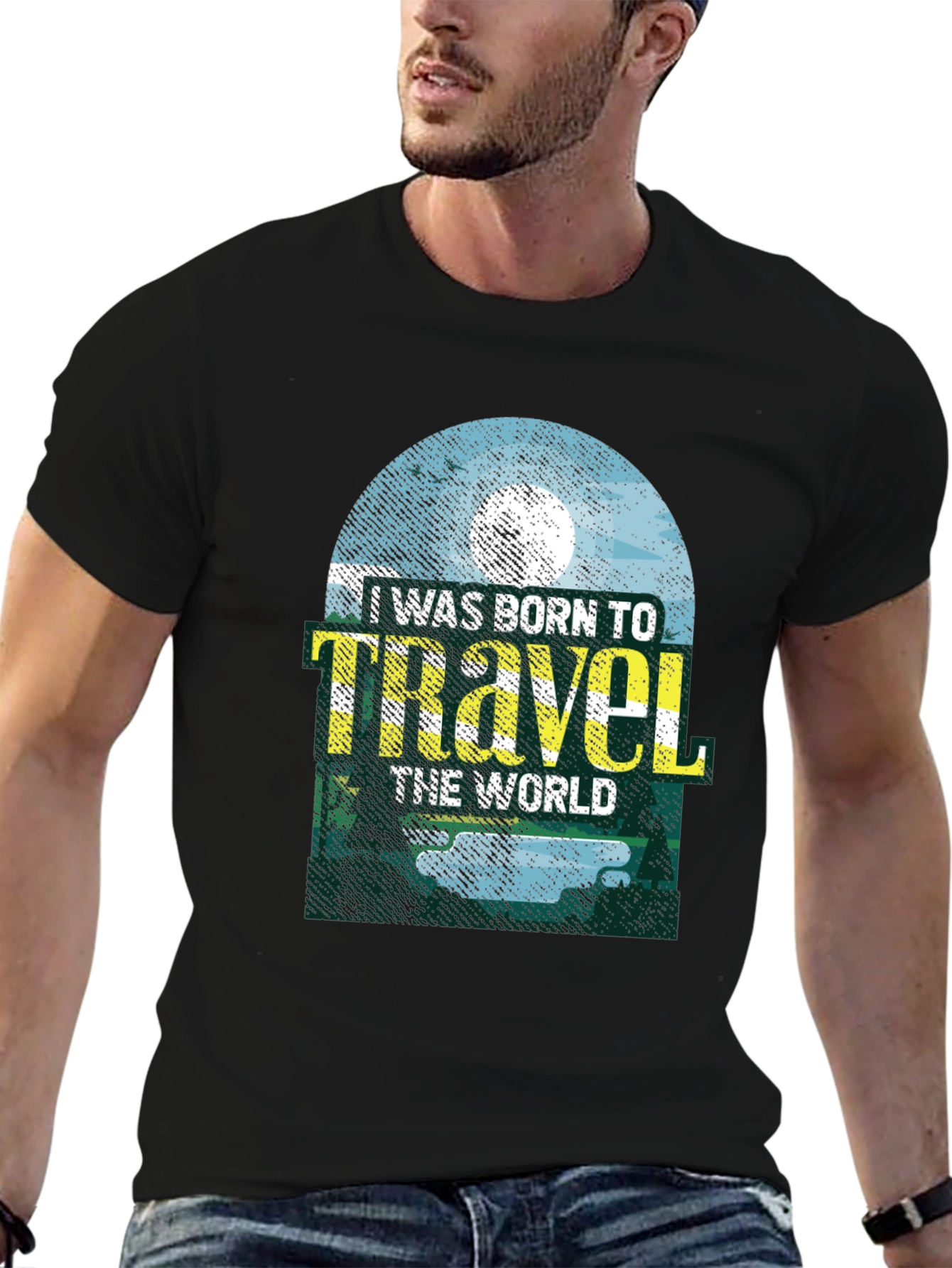 Born to Travel Graphic Tee - Black