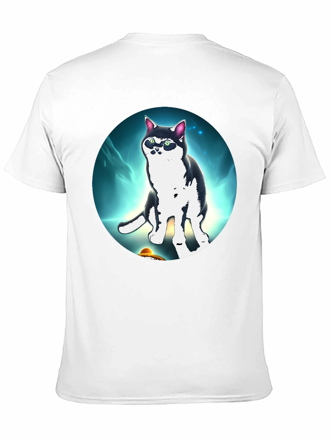 Cool Cat UFO Graphic Black T-Shirt