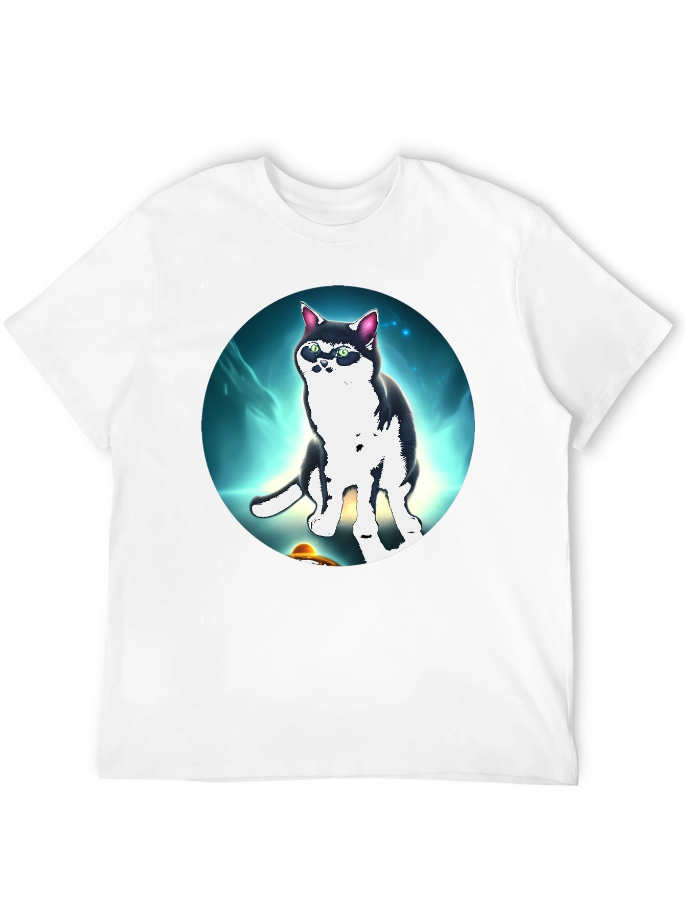 Cool Cat UFO Graphic Black T-Shirt