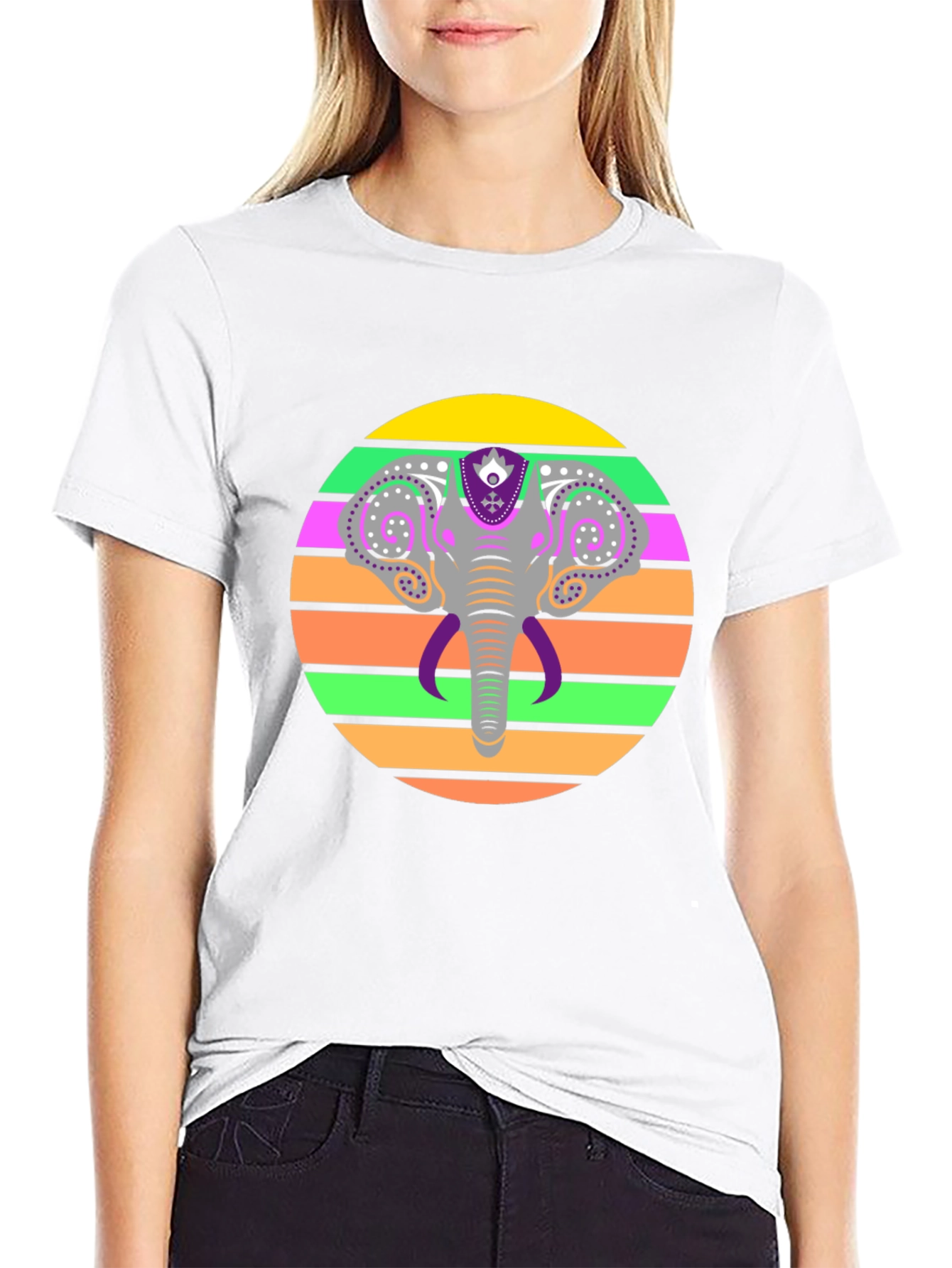 Elephant Sunset Graphic Tee - Stylish Mens Black T-Shirt