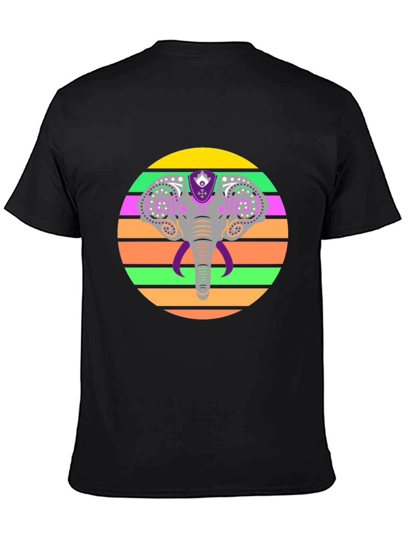 Elephant Sunset Graphic Tee - Stylish Mens Black T-Shirt