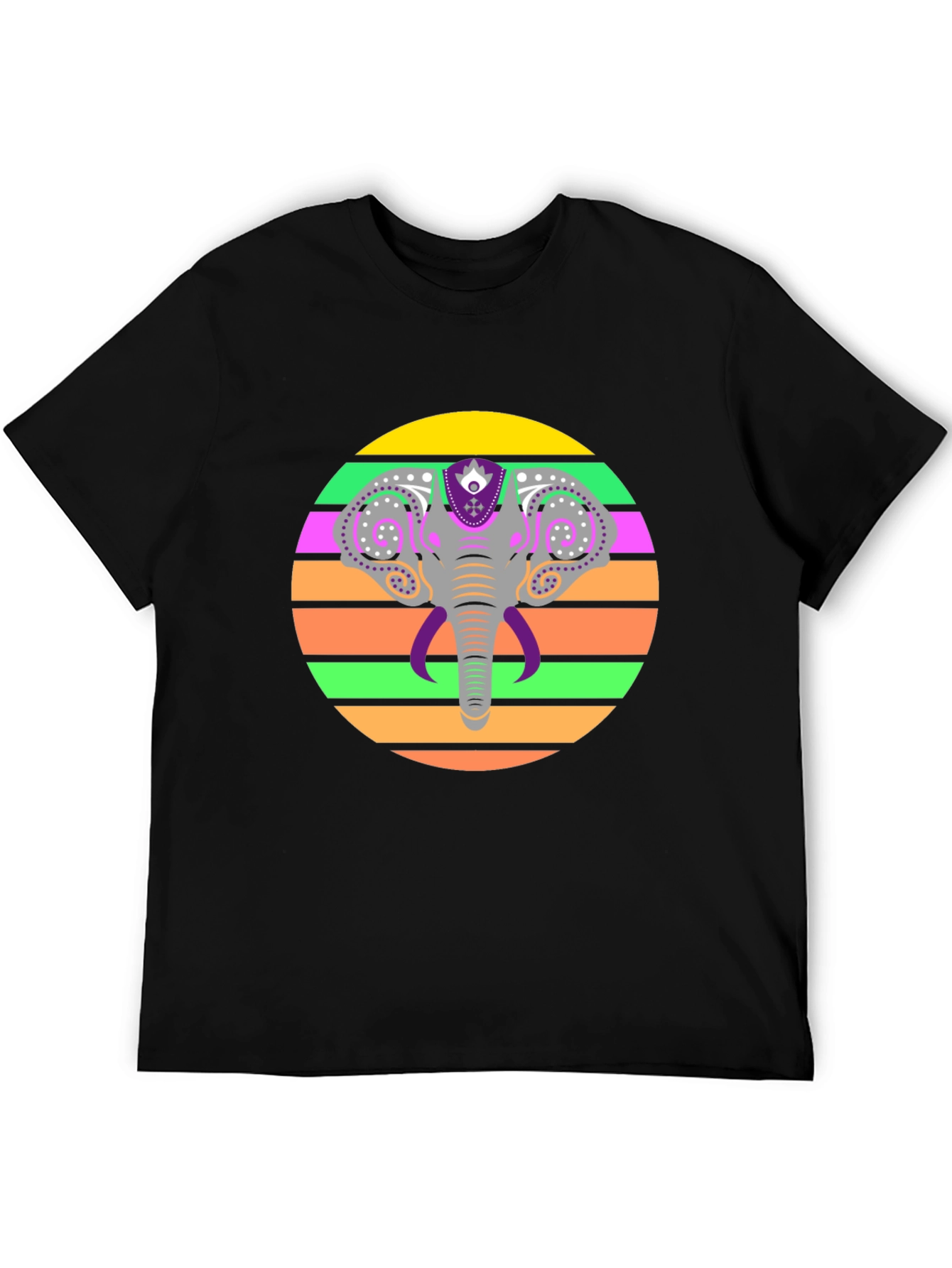 Elephant Sunset Graphic Tee - Stylish Mens Black T-Shirt