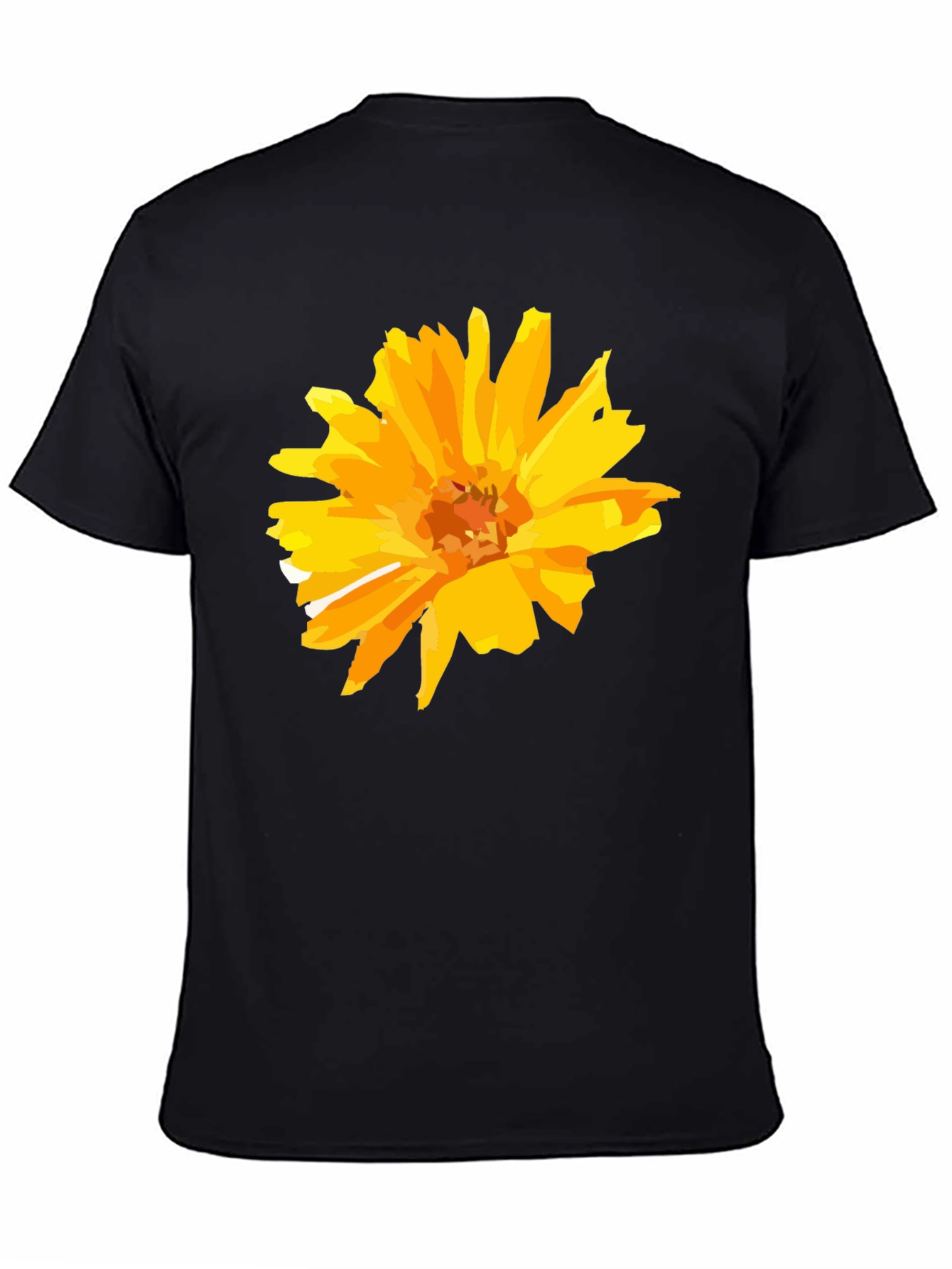 Floral Graphic Tee - Black Cotton T-Shirt