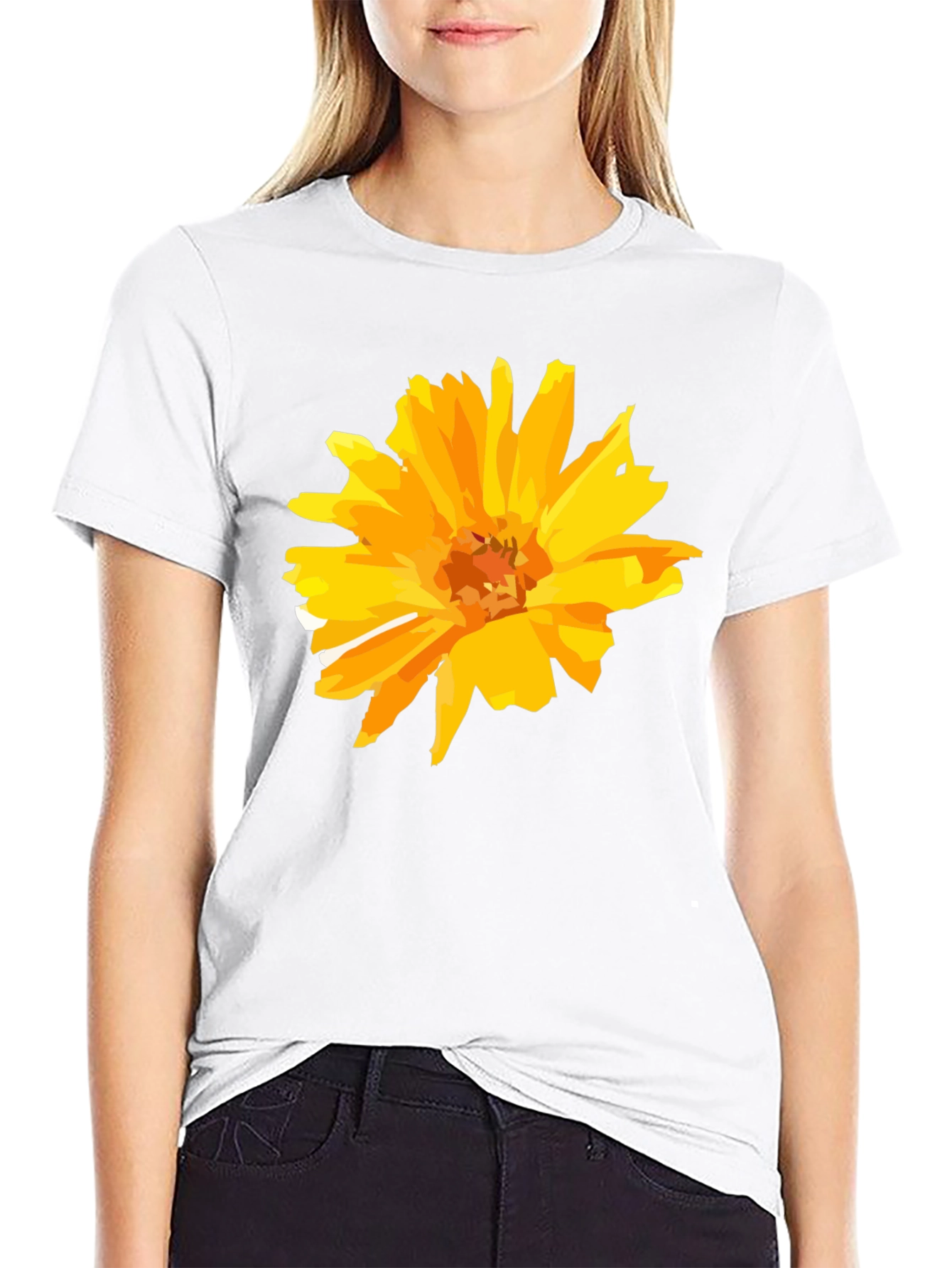 Floral Graphic Tee - Black Cotton T-Shirt