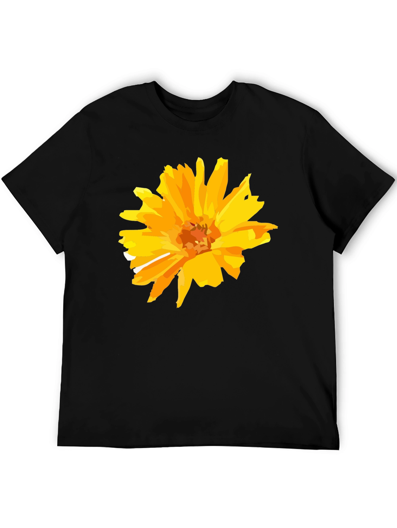 Floral Graphic Tee - Black Cotton T-Shirt